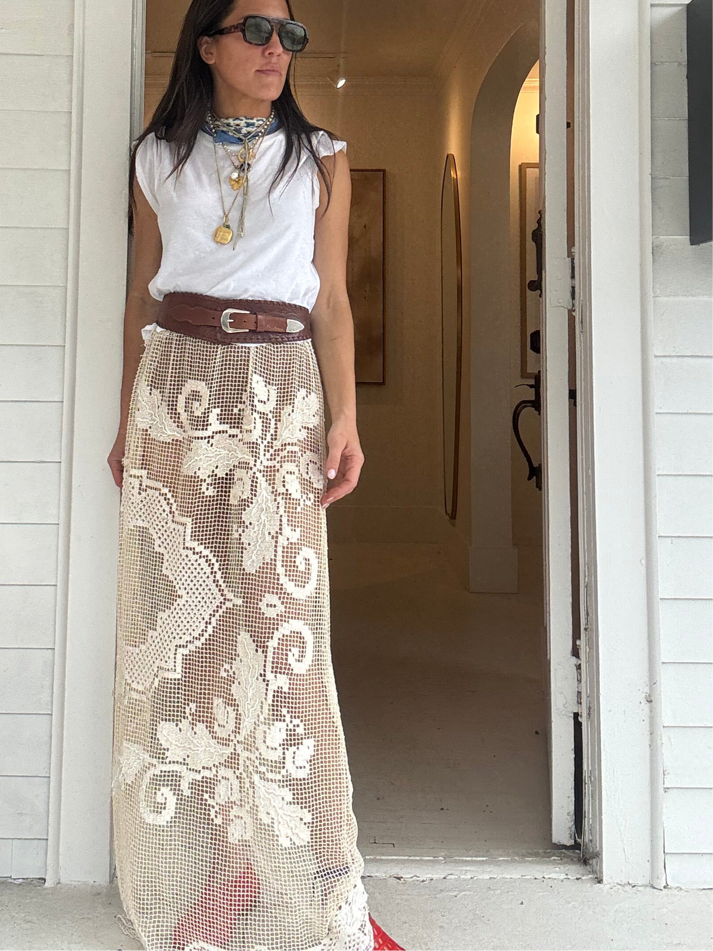 Lace Tablecloth Skirt Ecru