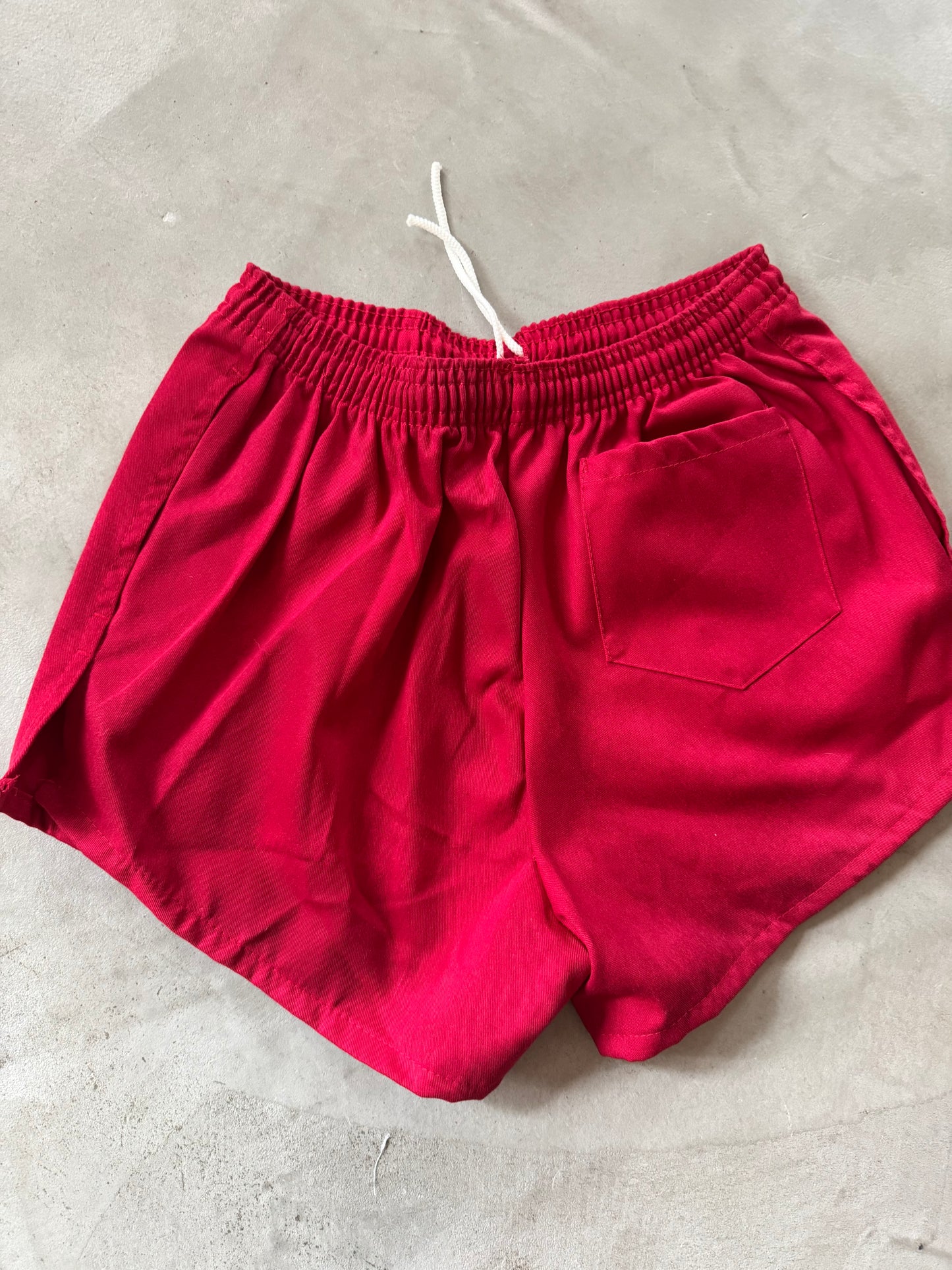 80s Red Cotton Drawstring Shorts