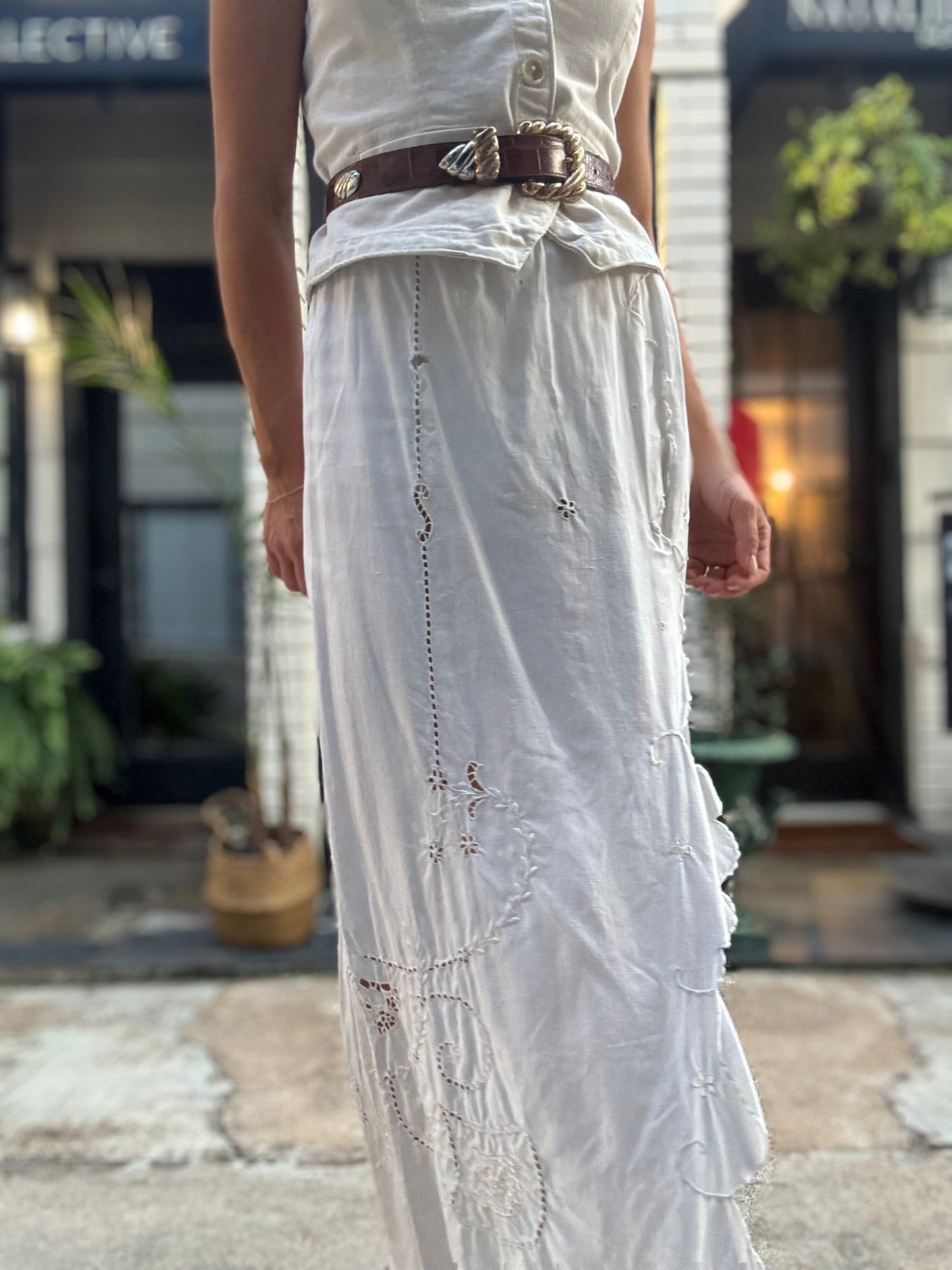 Antique Tablecloth Skirt