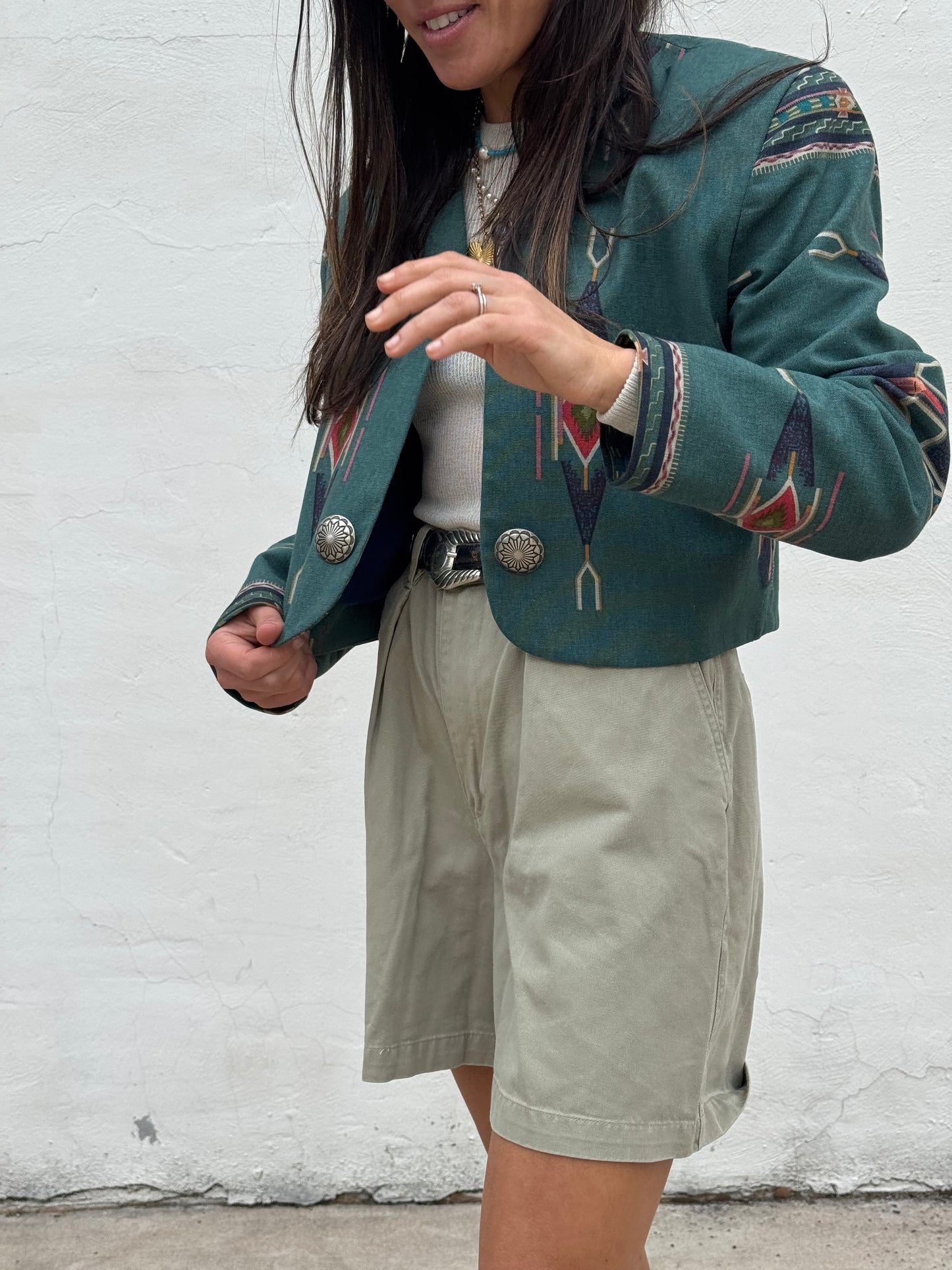 Southwestern Print Crop Jacket 80s