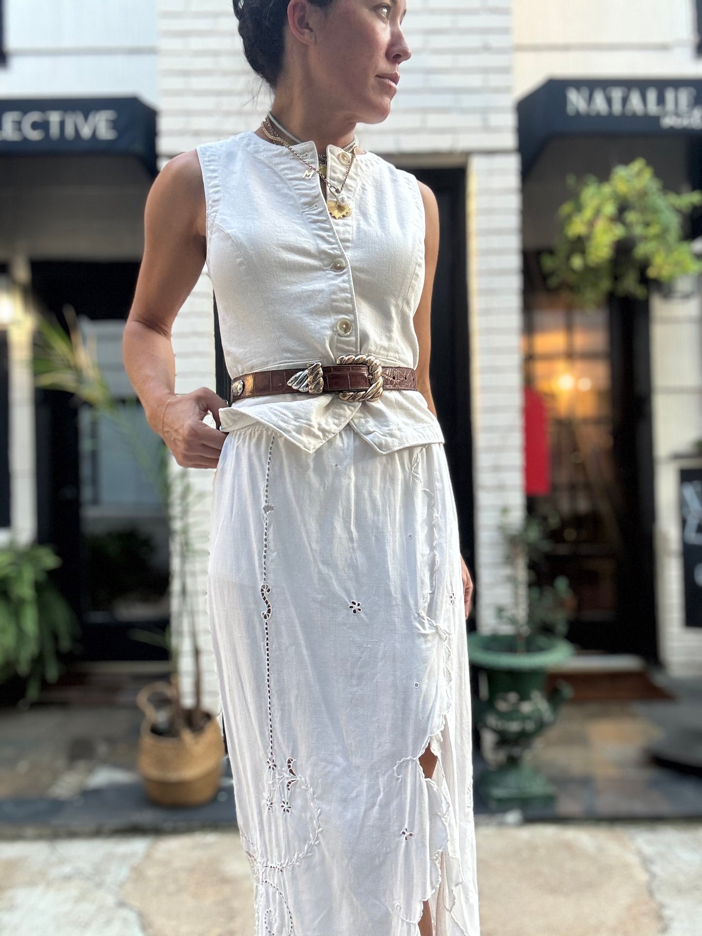 Antique Tablecloth Skirt
