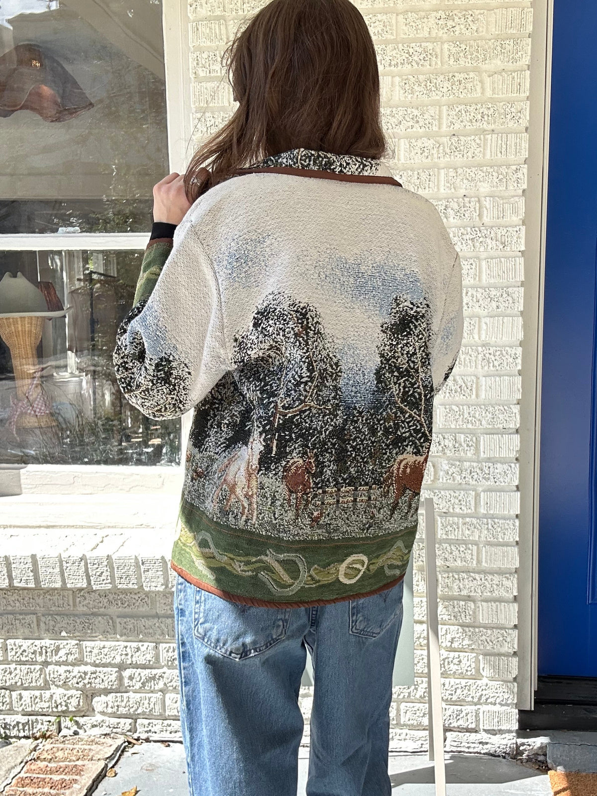 Vntg Equestrian Tapestry Jacket