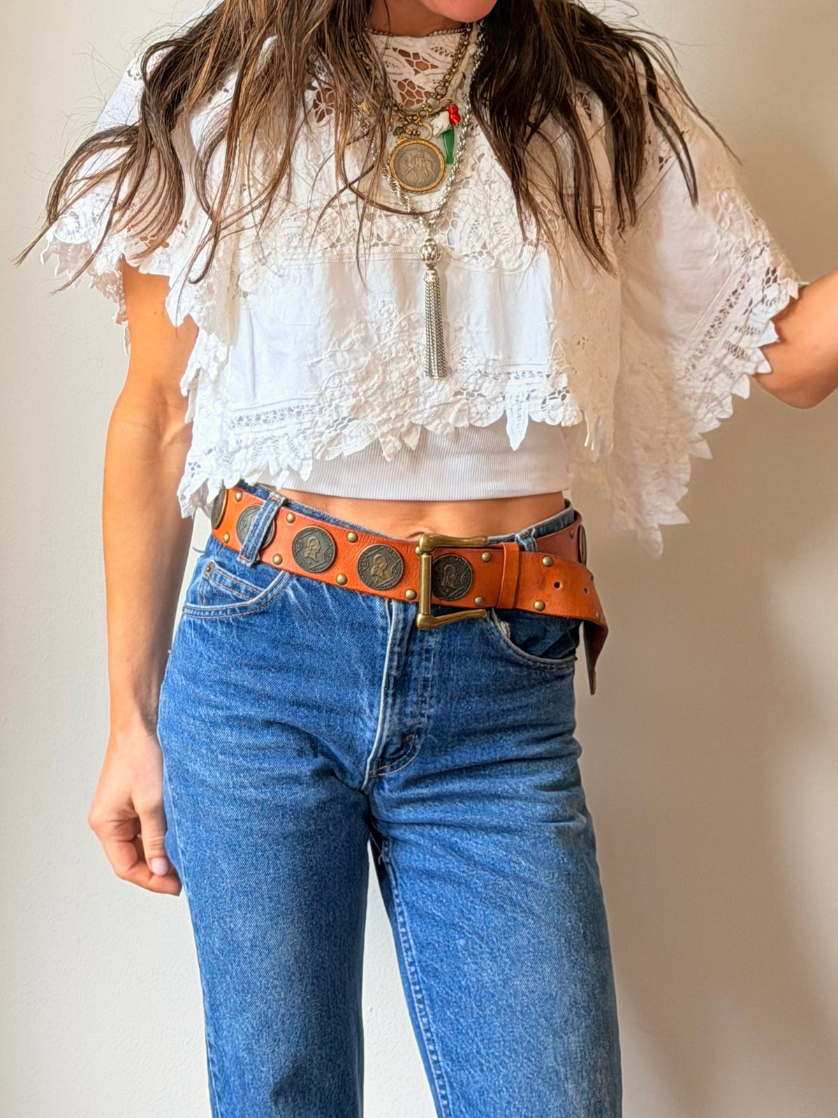 Battenburg Lace Crop Cape Top