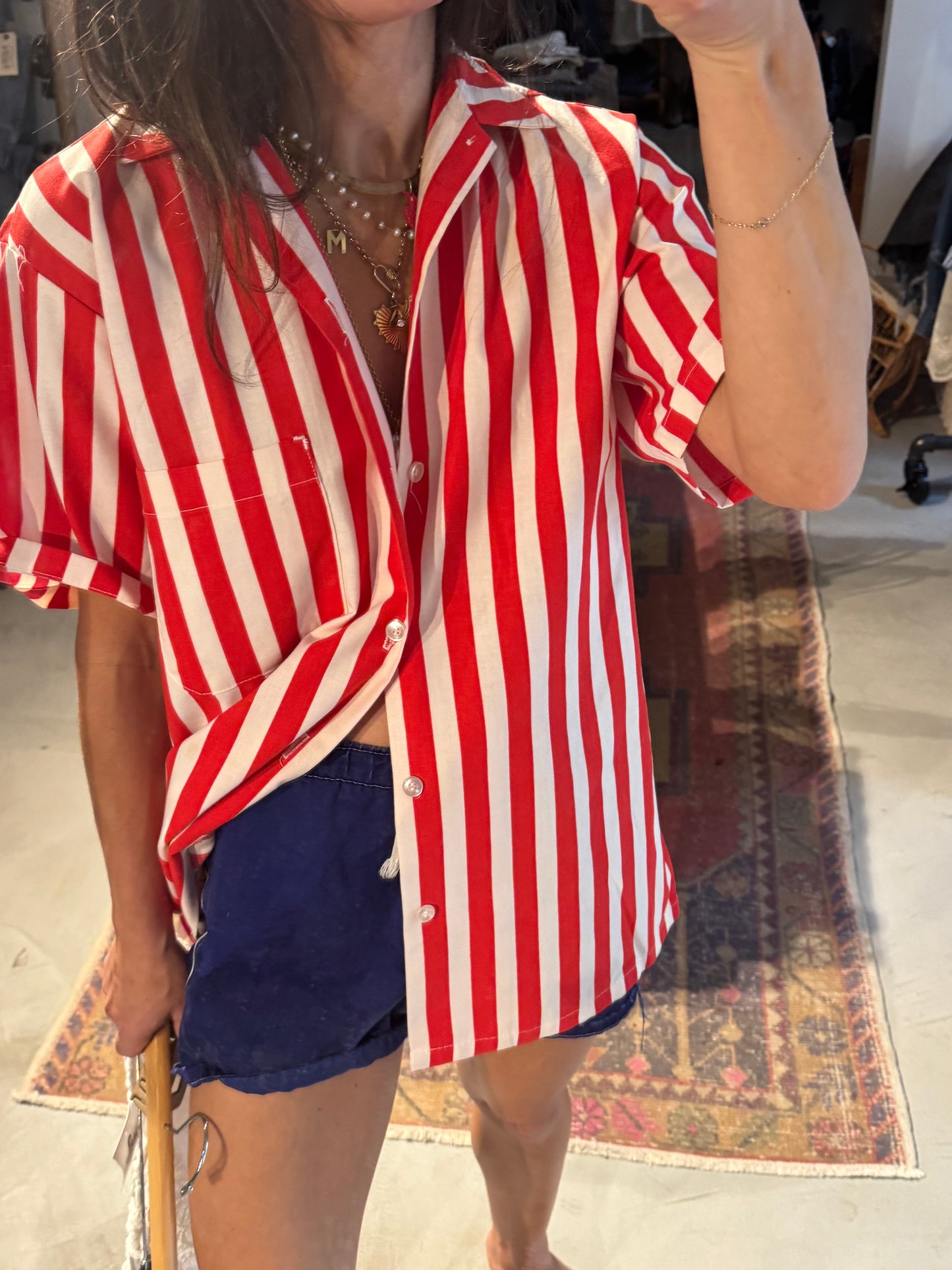 Red and White Stripe 50s Shirt