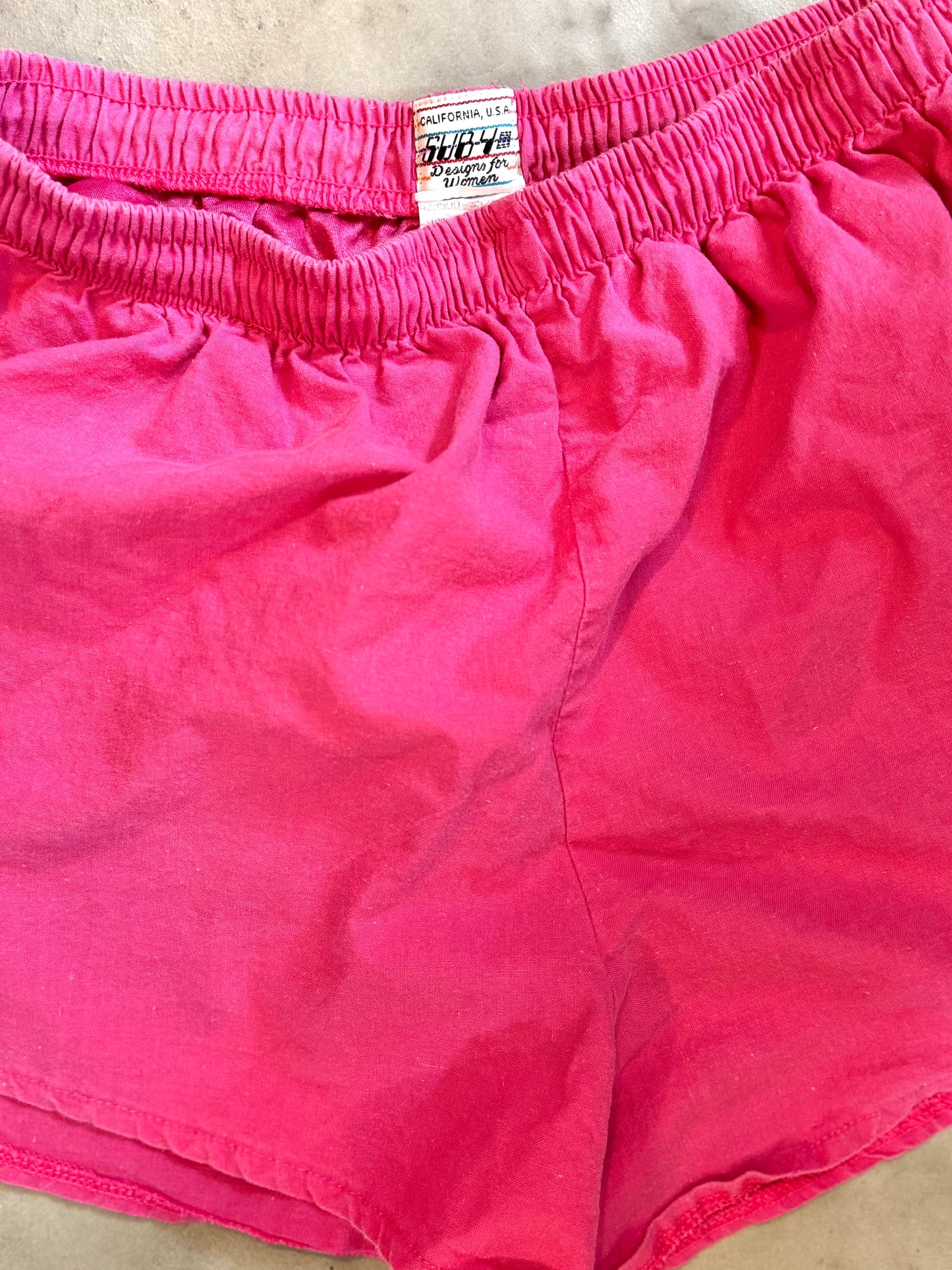Pink 80s Drawstring Shorts Cotton