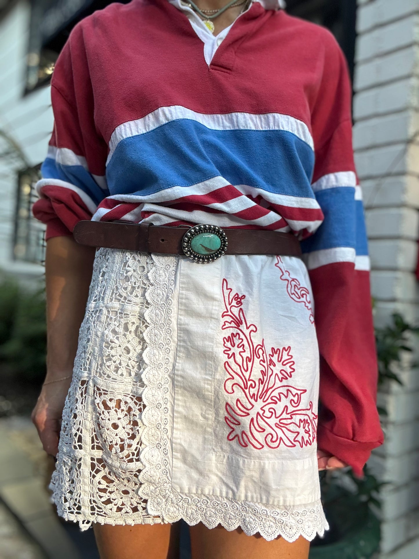 Scandinavian Embroidered Mini Skirt