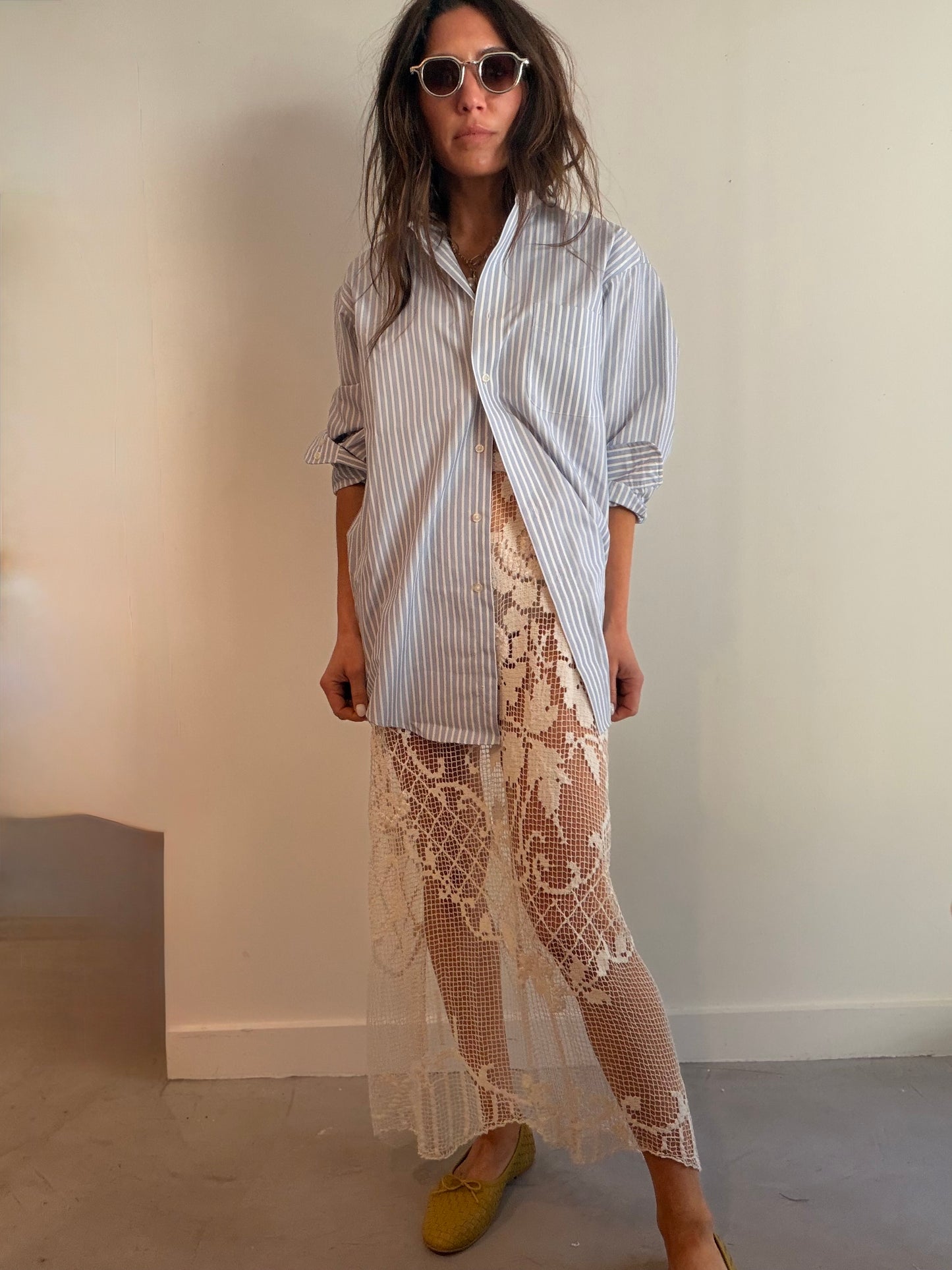 Sheer Hand Filet Laced Skirt