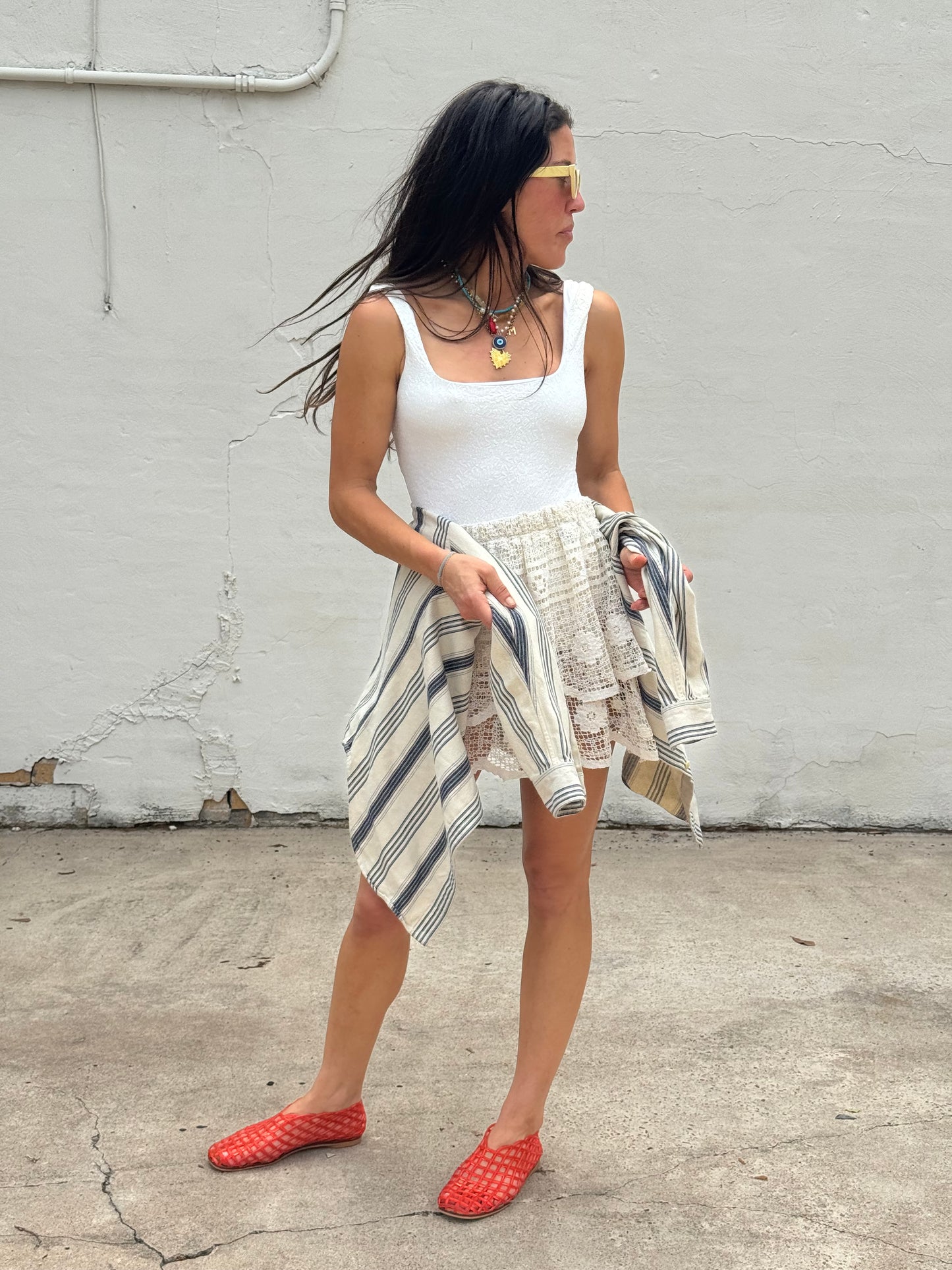 Lace Tablecloth Mini Skirt