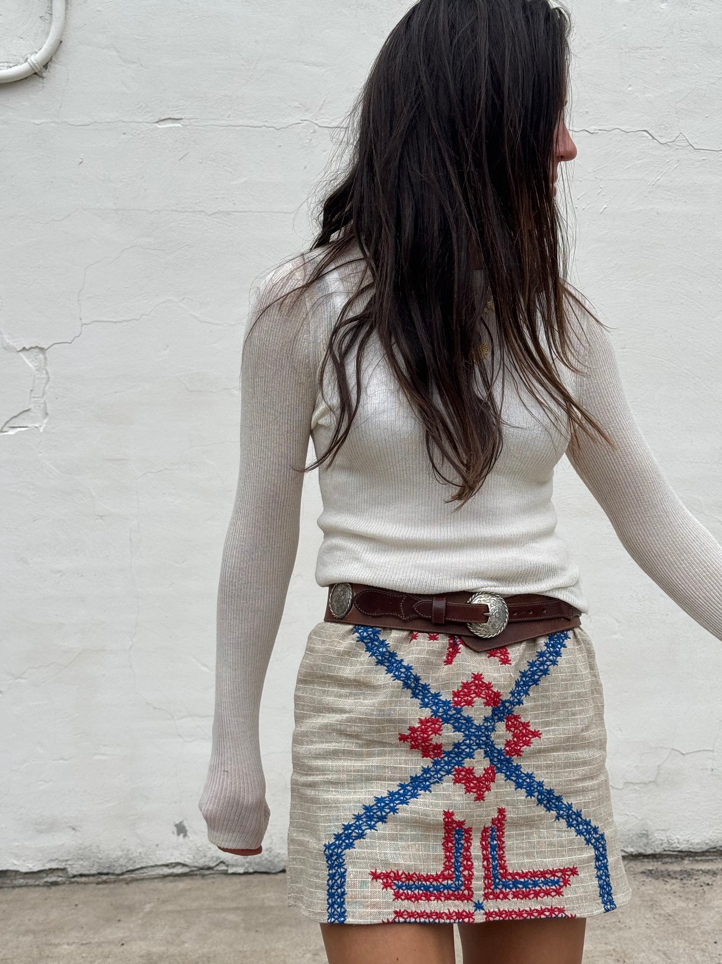 Antique Cross Stitch Mini Skirt