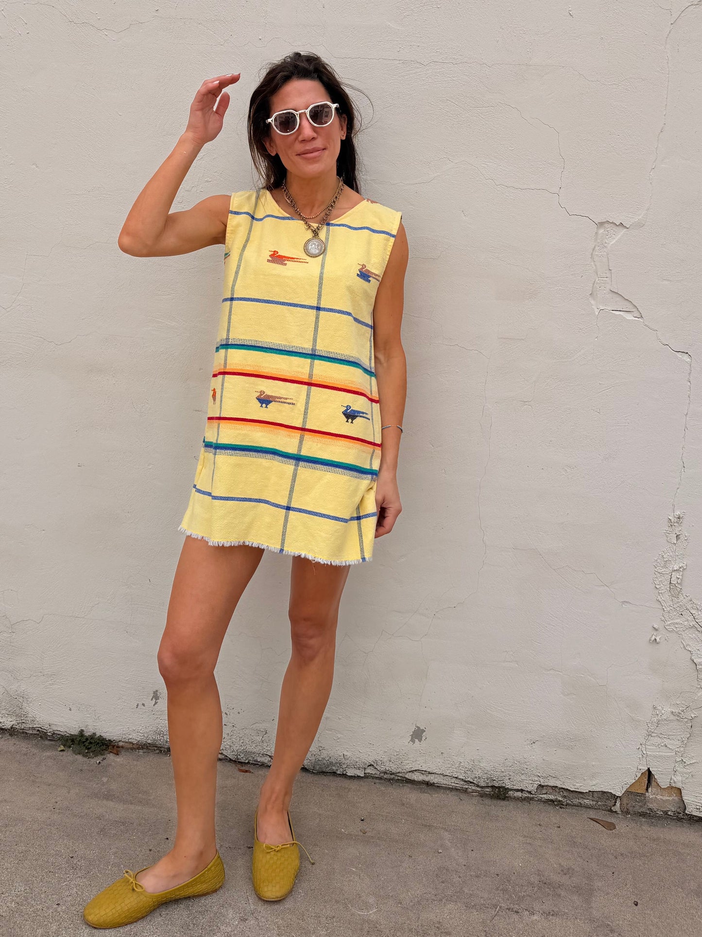 Yellow Bird Mini Dress
