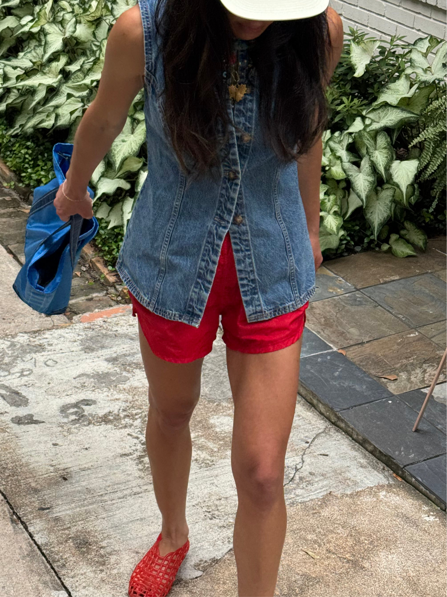 Red 80s Plastic Shorts