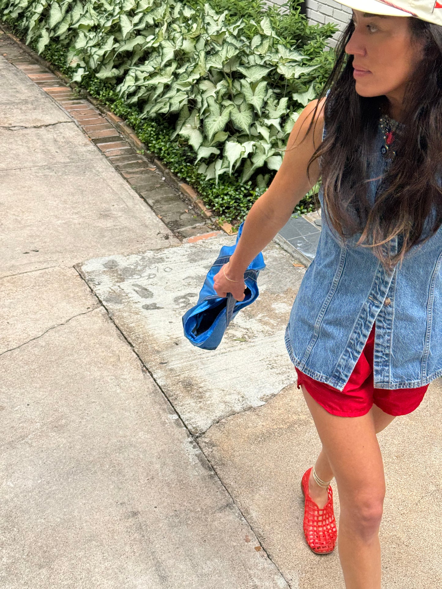 Red 80s Plastic Shorts