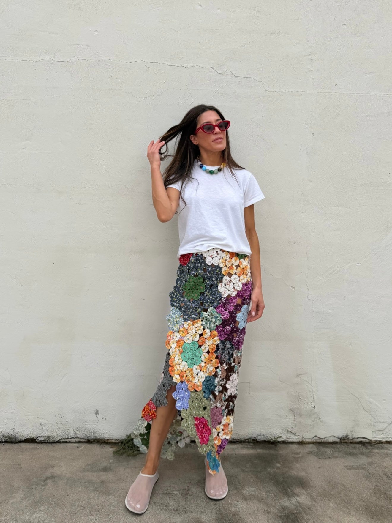 Yo-yo Faux Wrap Maxi Skirt in Flowerbomb