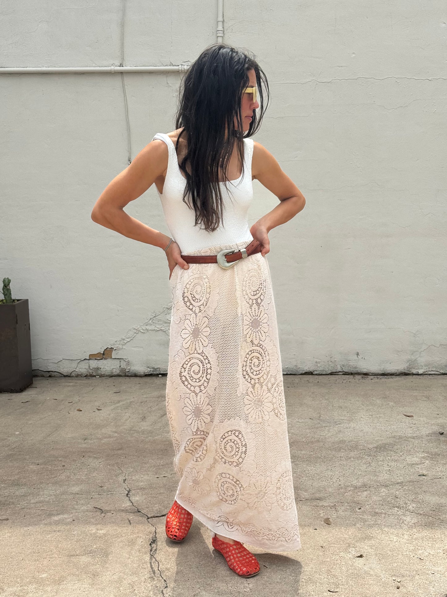 Lace Tablecloth Maxi Skirt