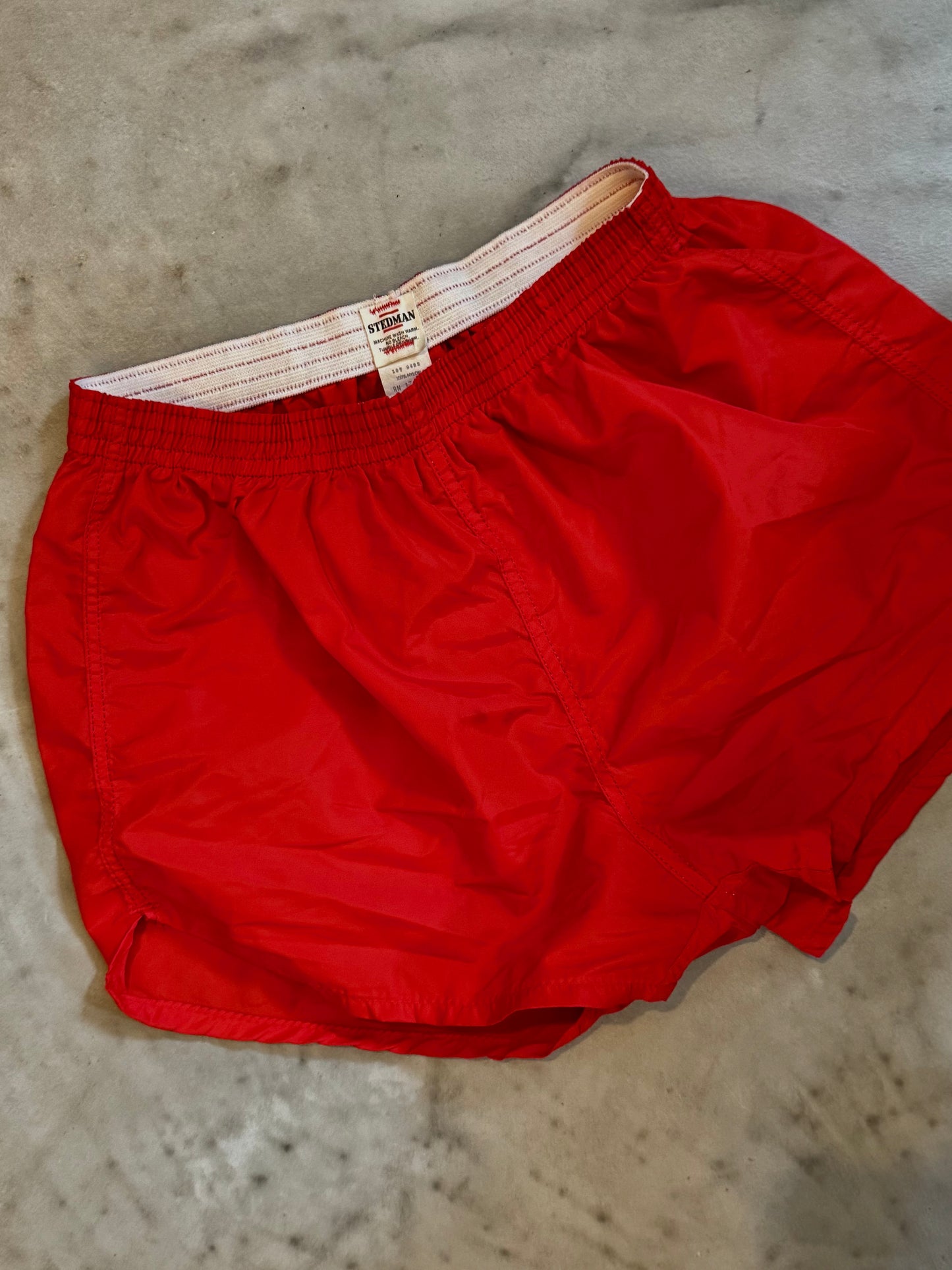 Red 80s Plastic Shorts