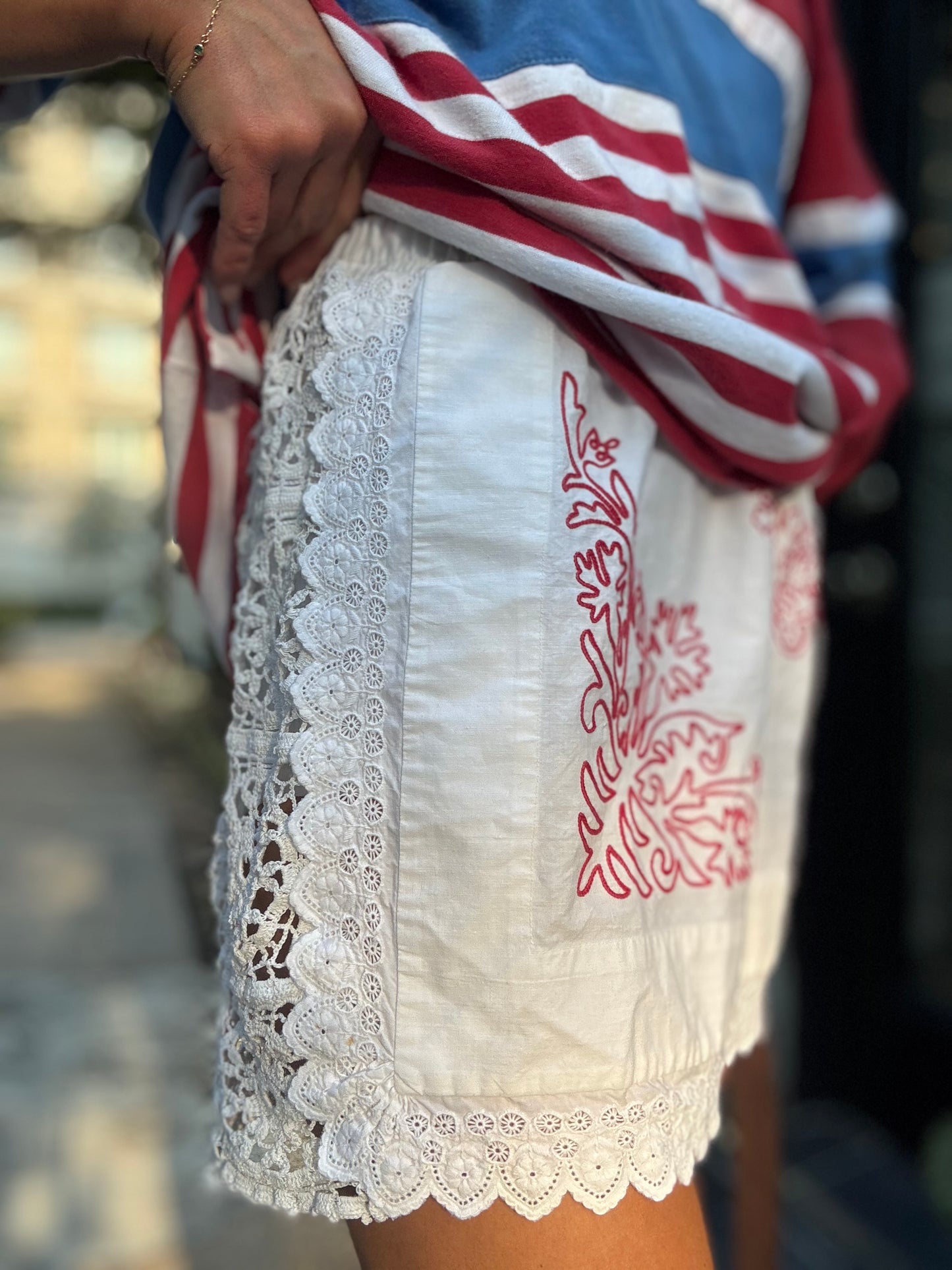 Scandinavian Embroidered Mini Skirt