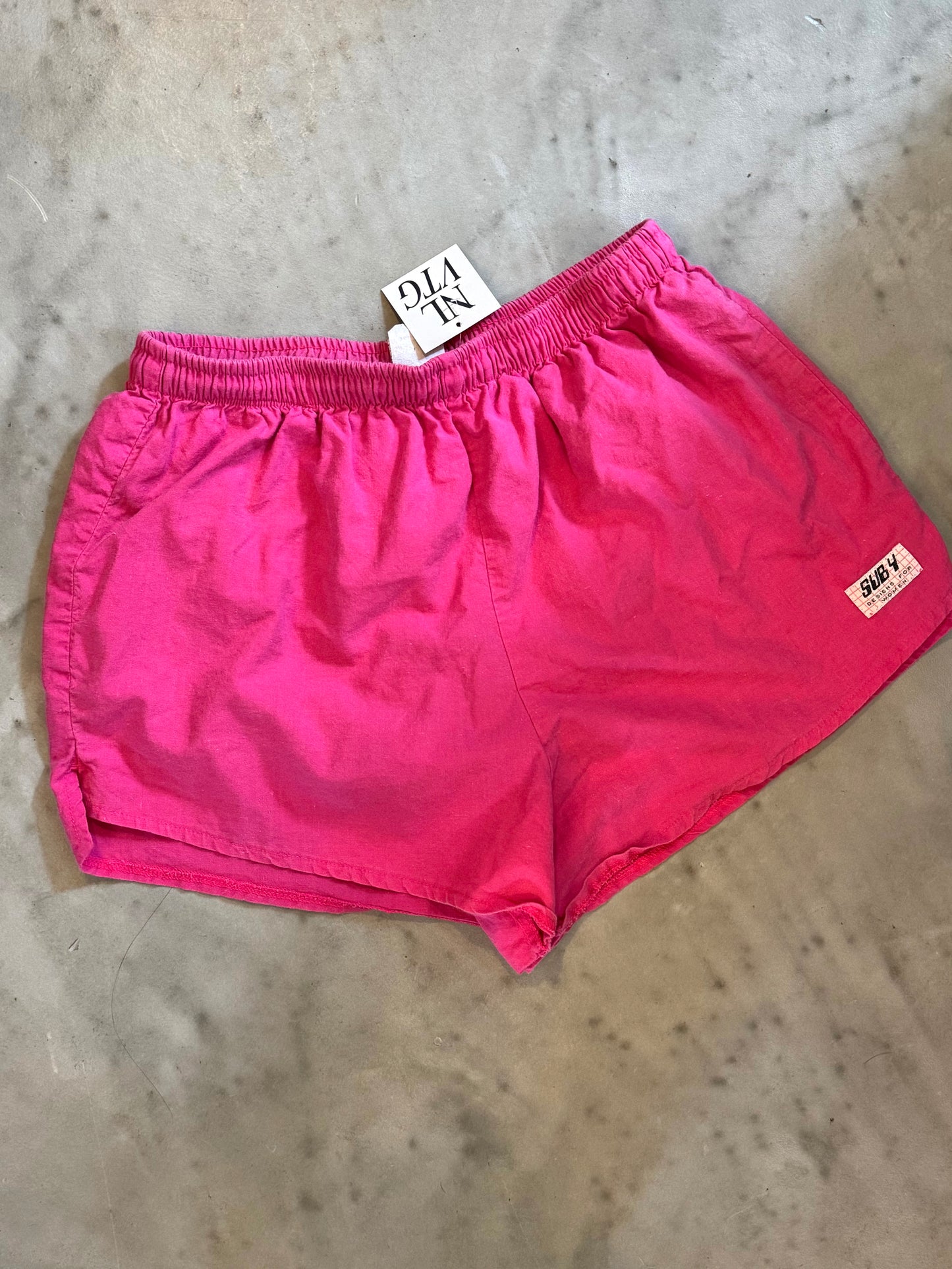 Pink 80s Drawstring Shorts Cotton
