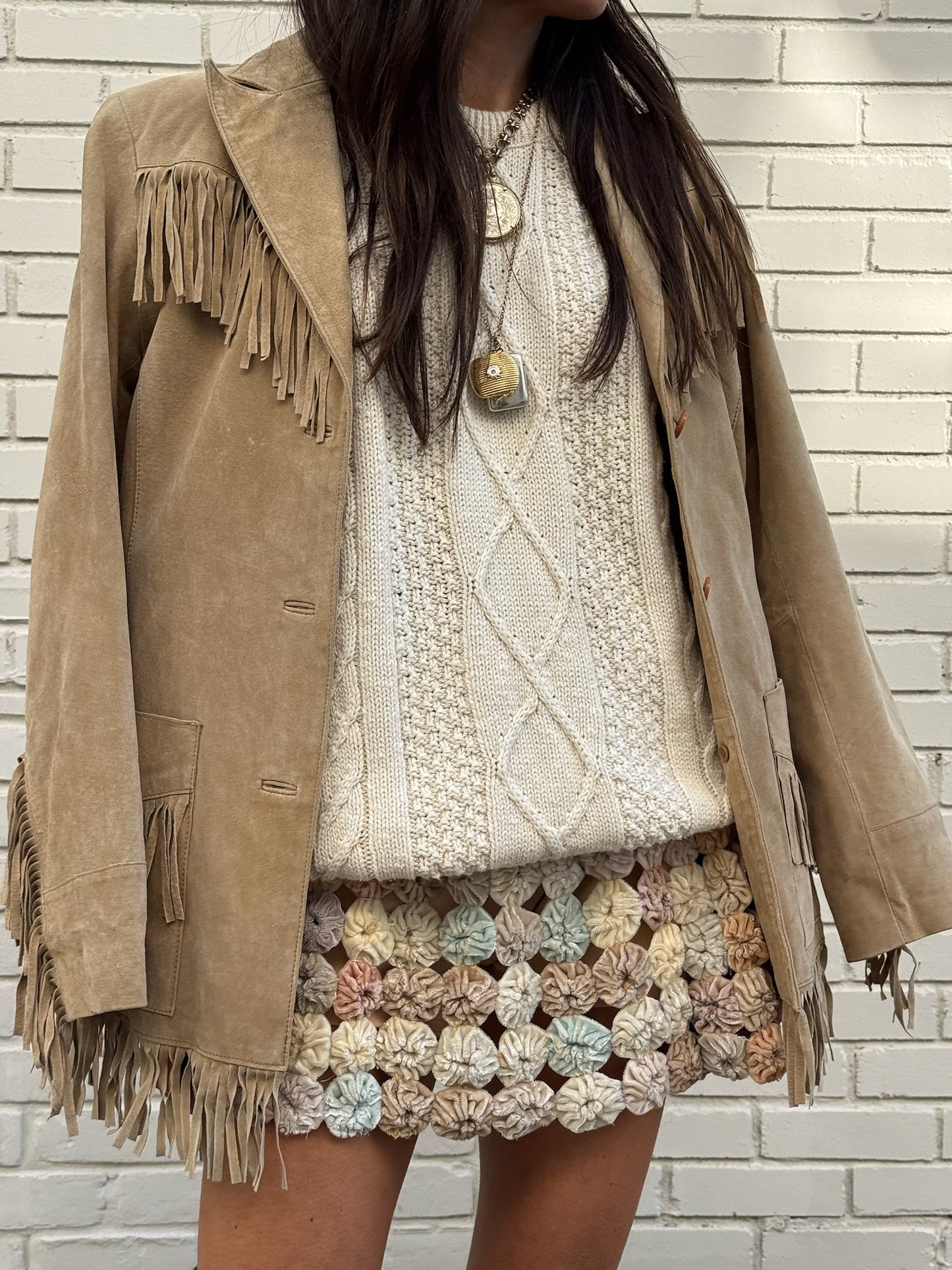 Light Tan Suede Fringe Jacket