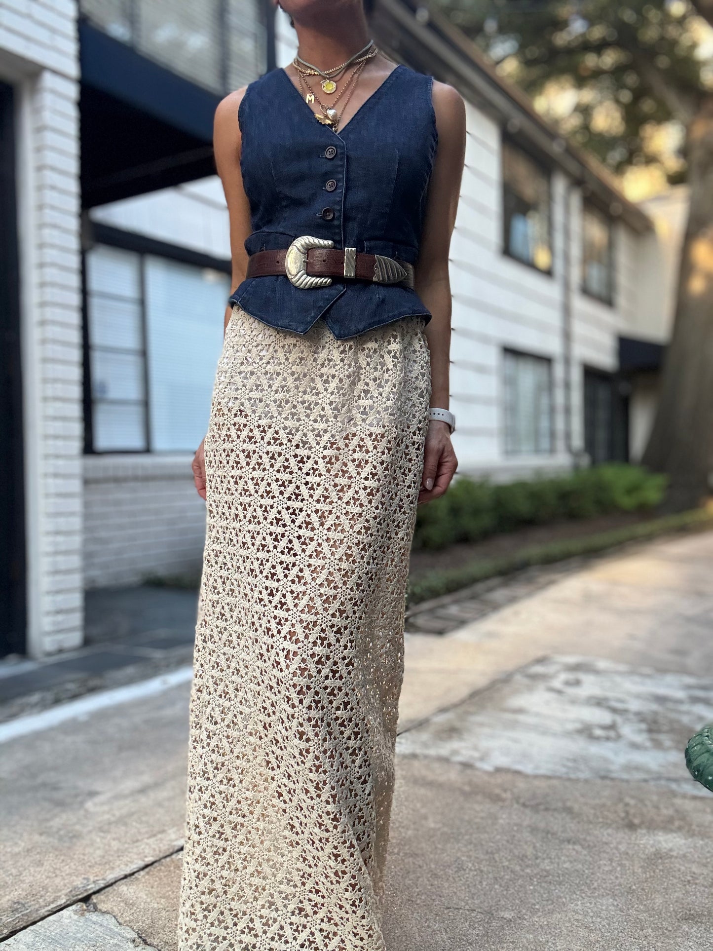 Lace Long Skirt Beige
