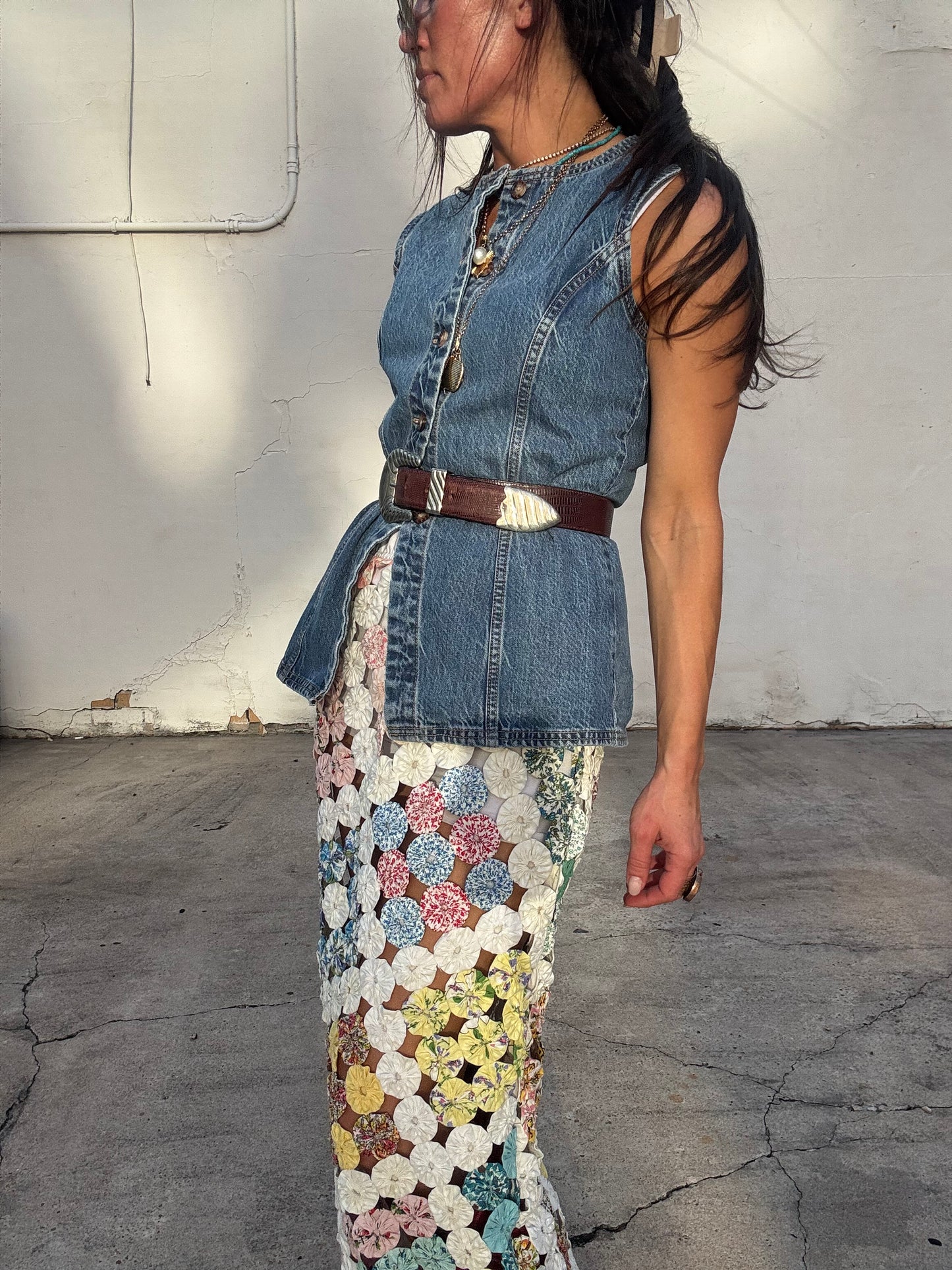 Yo-yo Maxi Skirt White Square