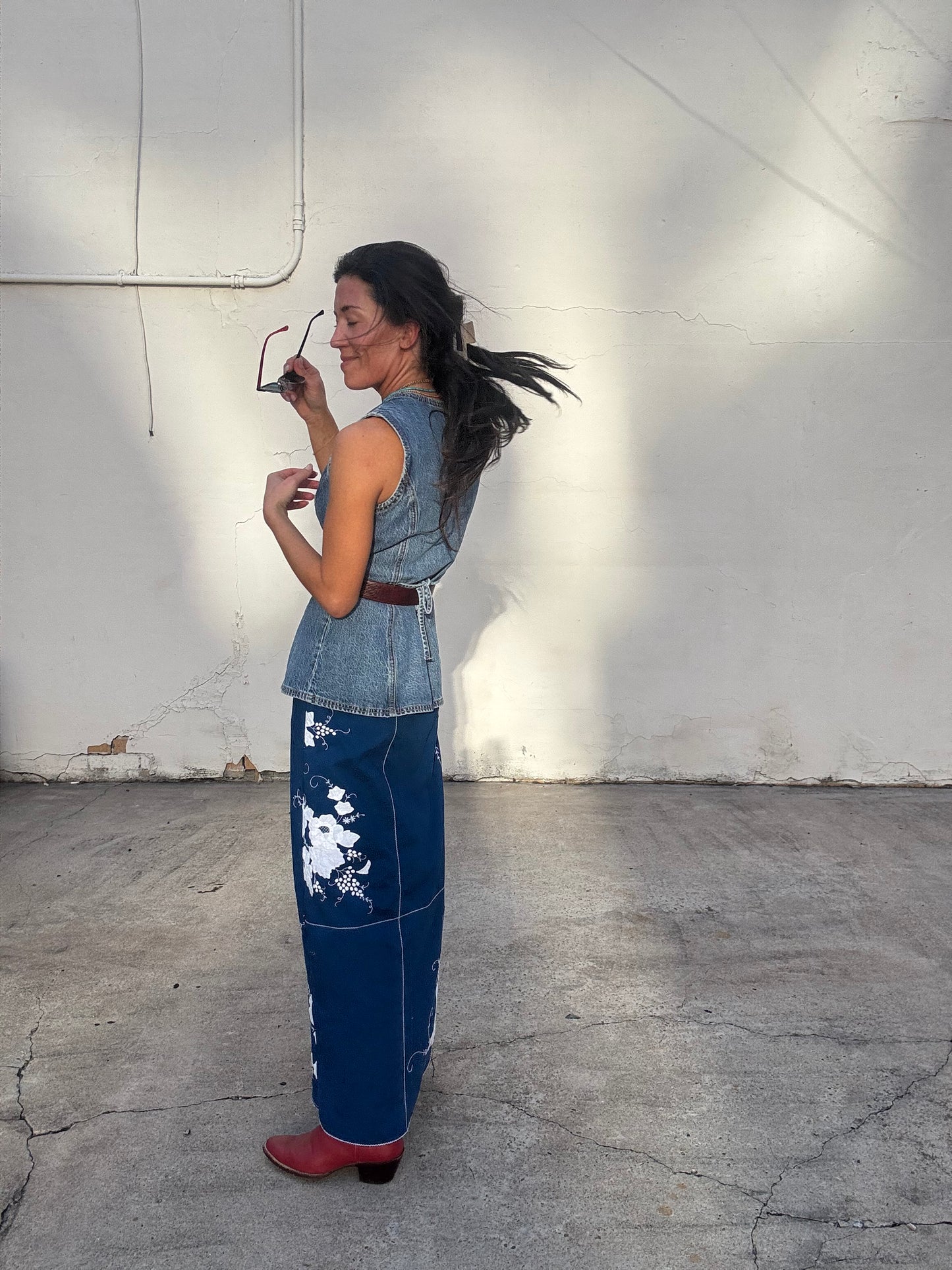 Appliqué Tablecloth Maxi Skirt
