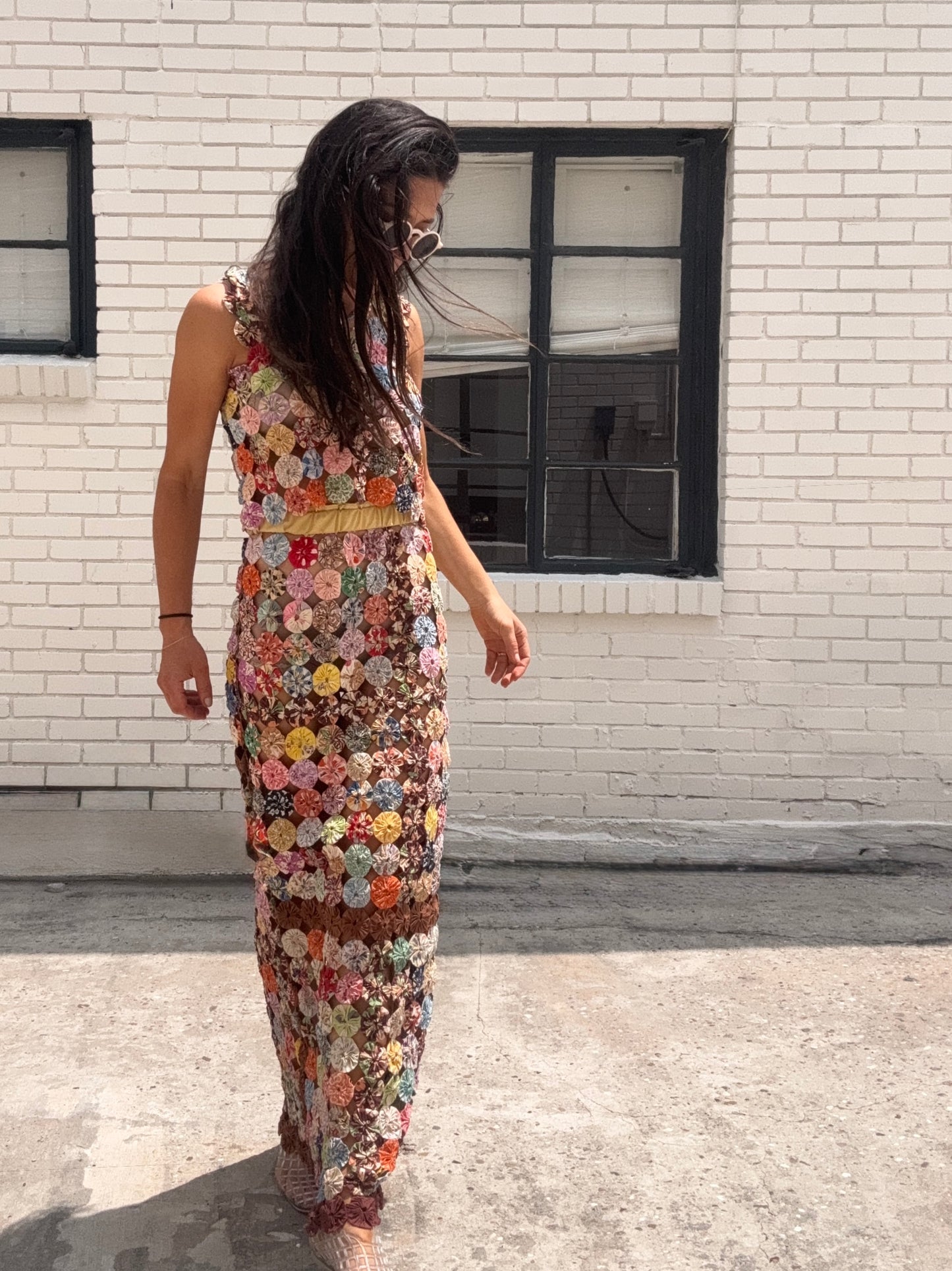 Yo-yo Maxi Skirt Set Brown Multi