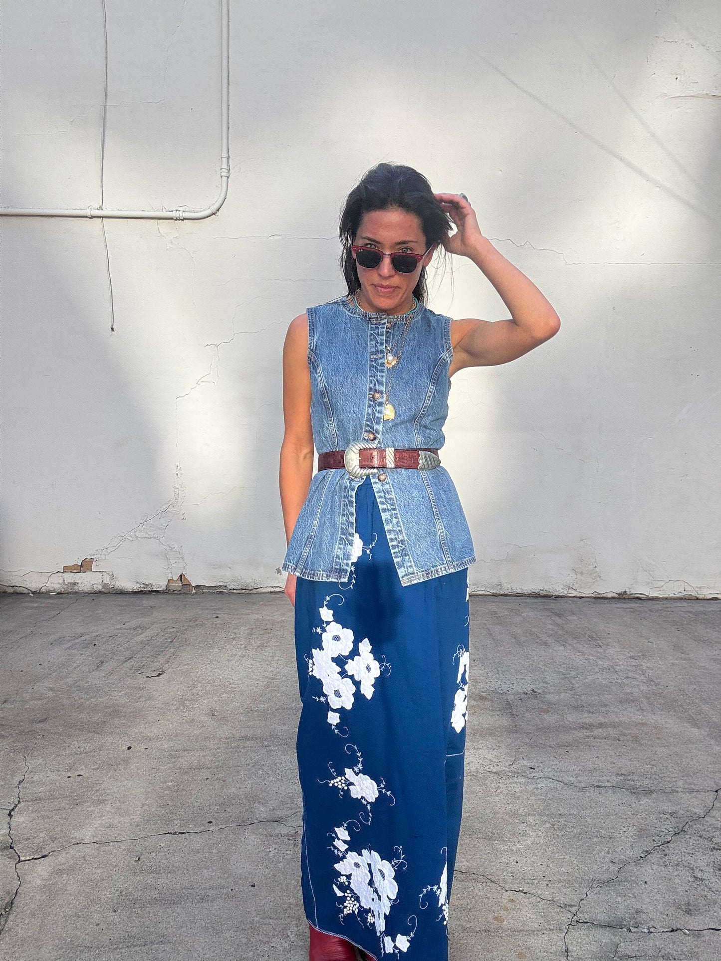 Appliqué Tablecloth Maxi Skirt