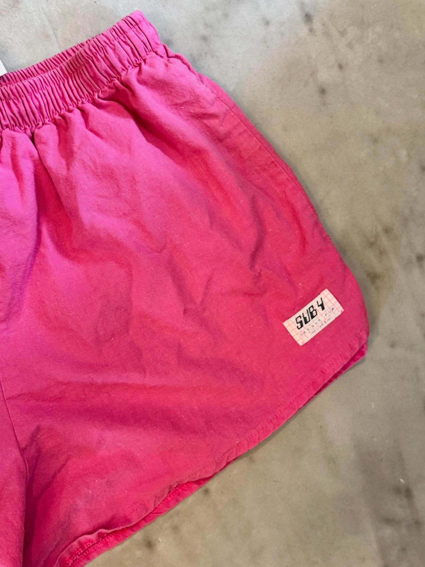 Pink 80s Drawstring Shorts Cotton