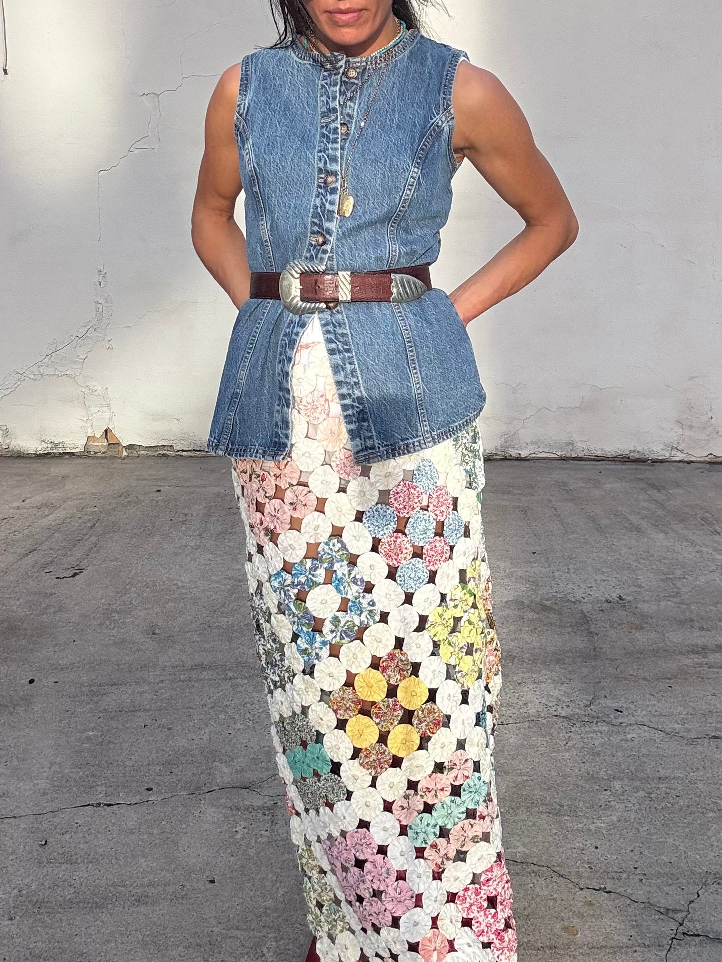 Yo-yo Maxi Skirt White Square