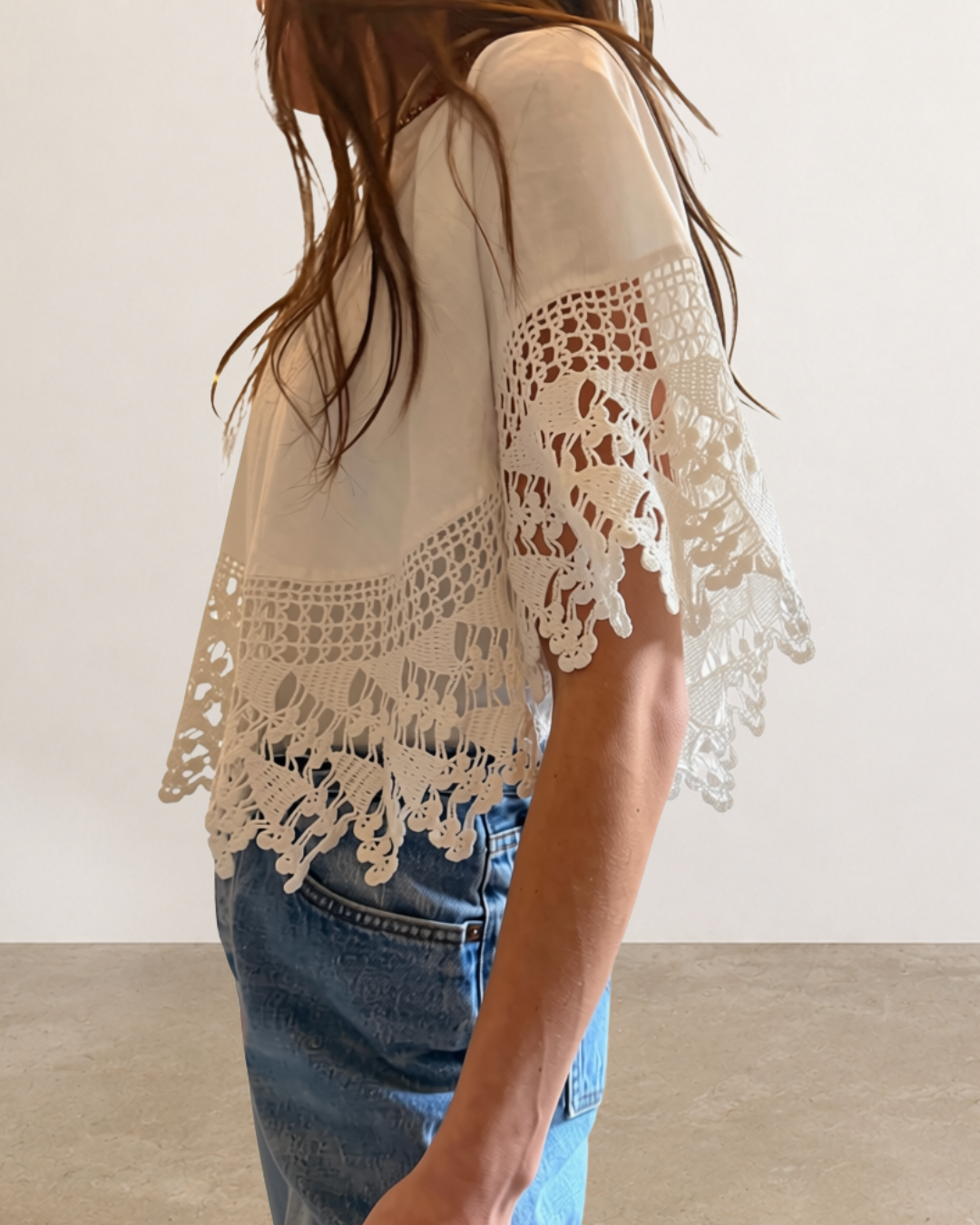 Antique Lace Trimmed Cape Top