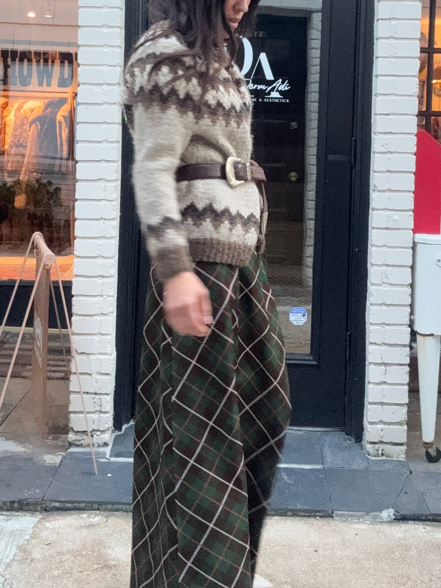 Green/Brown Plaid Skirt
