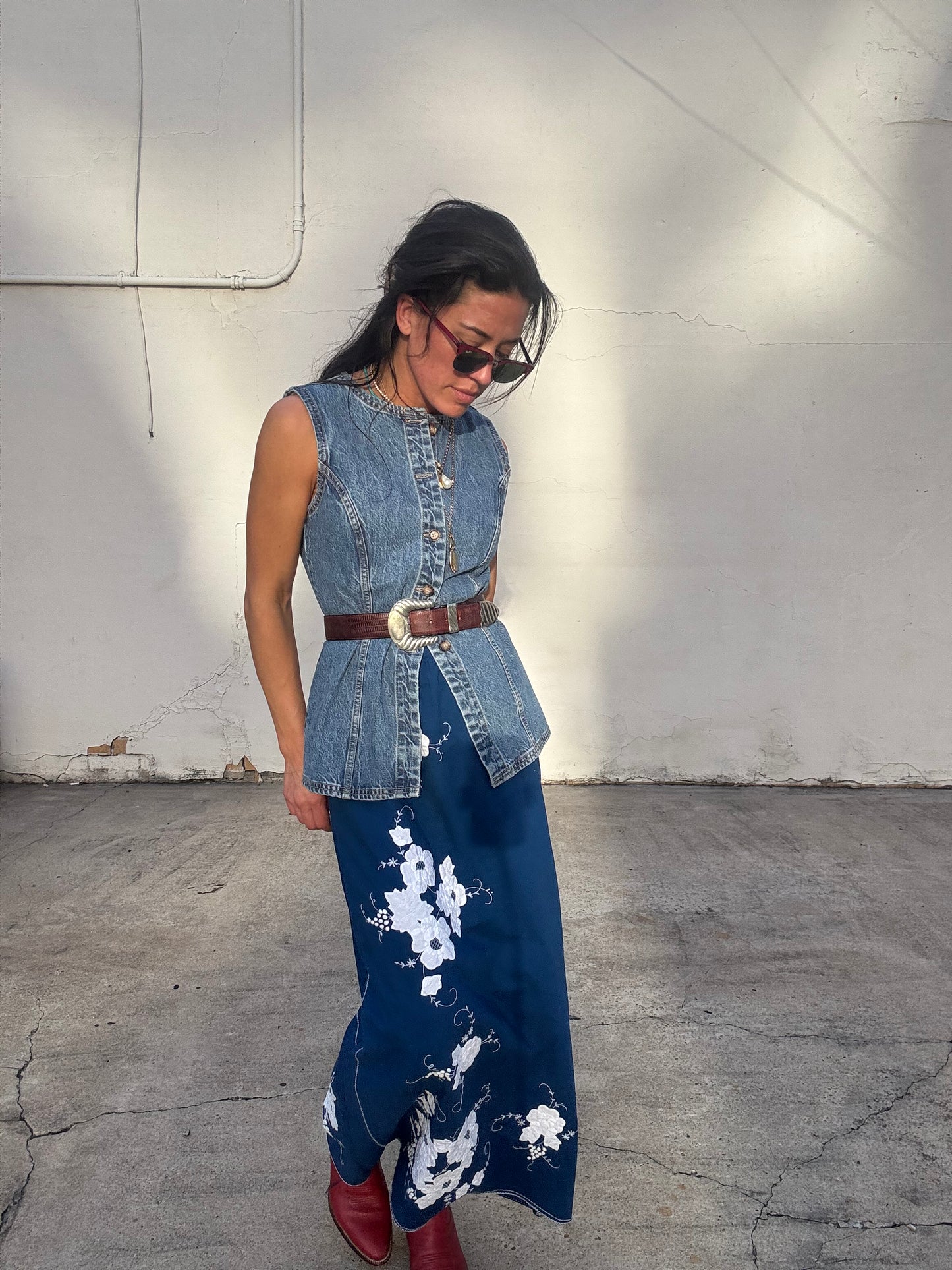 Appliqué Tablecloth Maxi Skirt