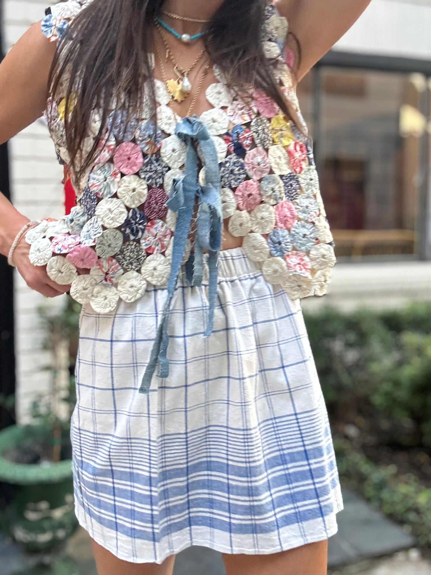 Yo-yo Vest In Blue Cream