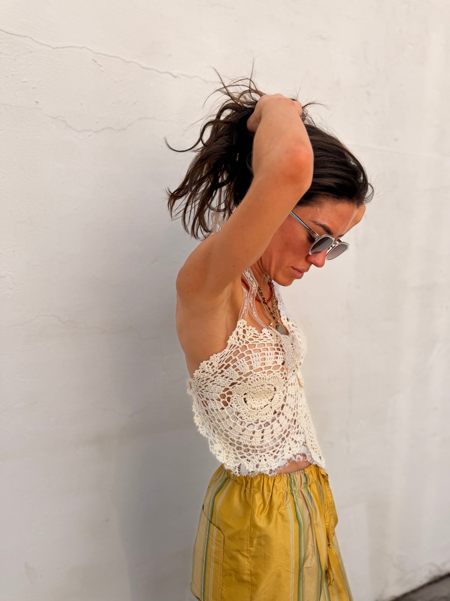Mixed Crochet Backless Top