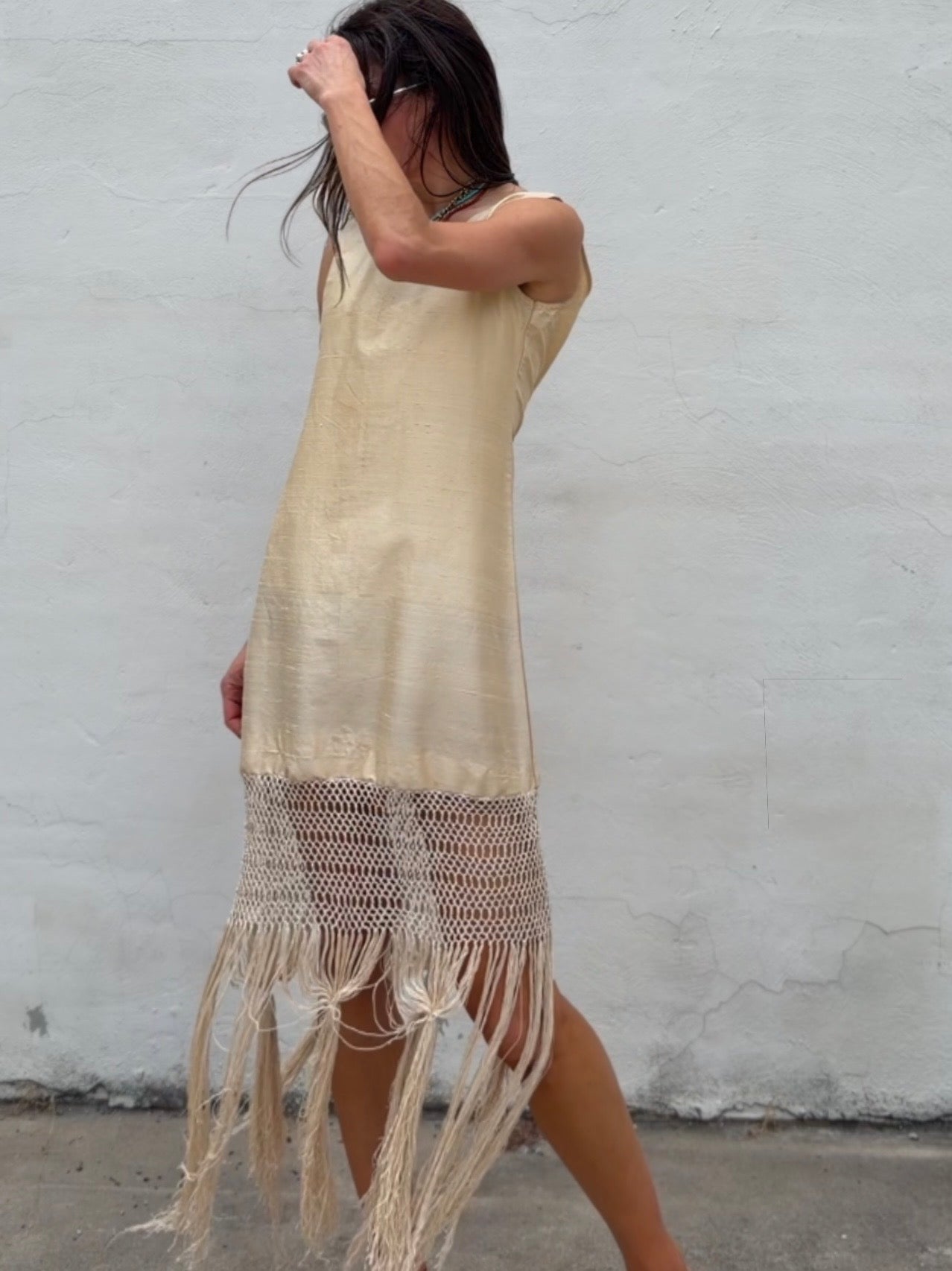 Silk Antique Knotted Fringe Dress