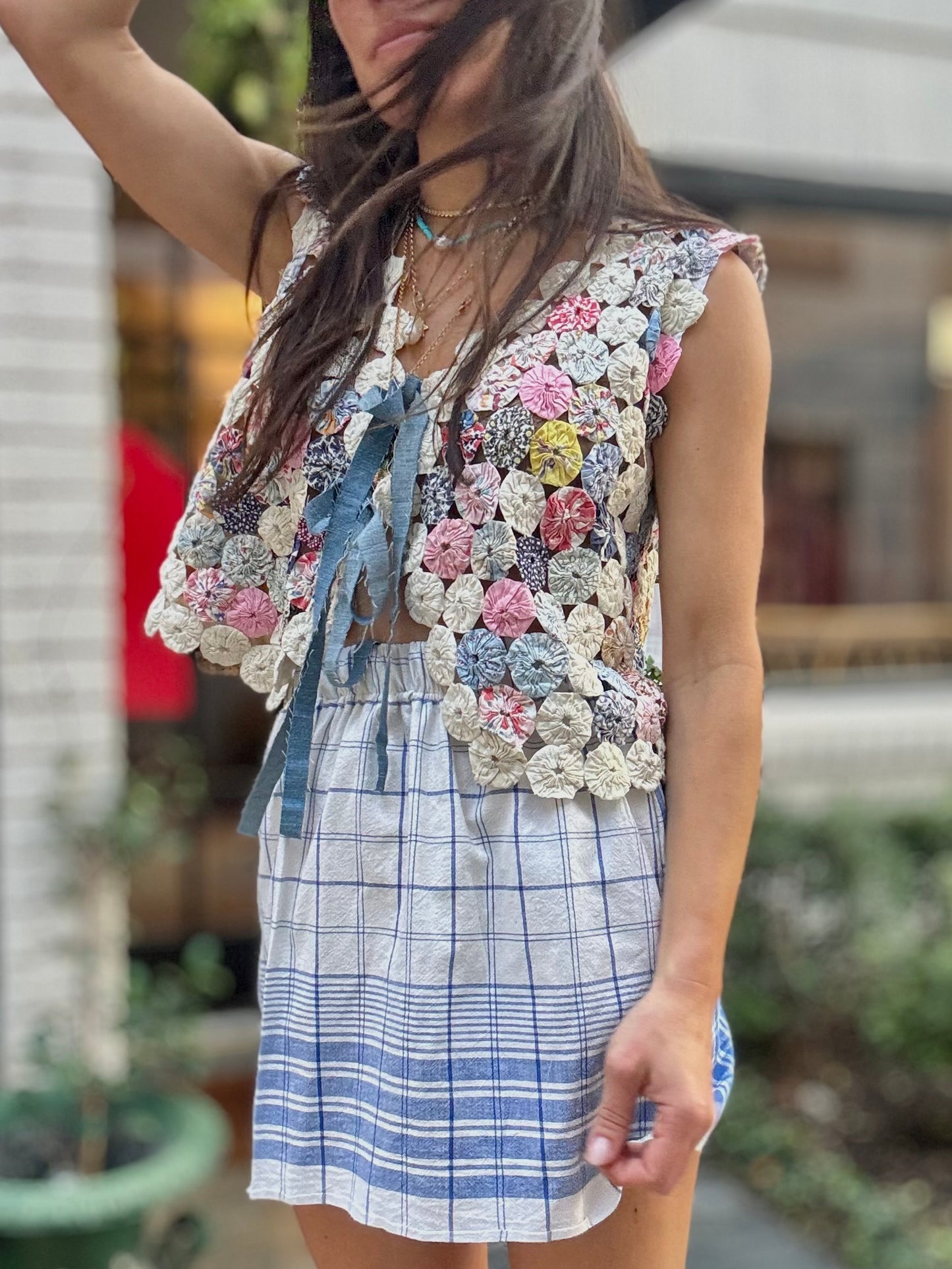 Yo-yo Vest In Blue Cream