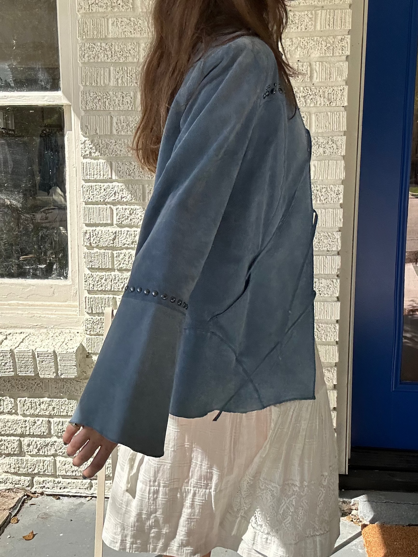 Light Blue Suede Studded Jacket