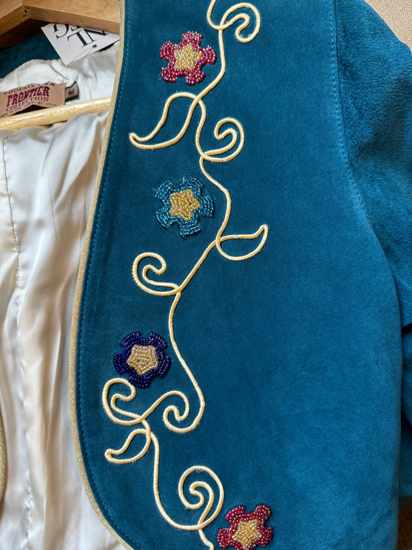 Teal Suede Embroidered Jacket