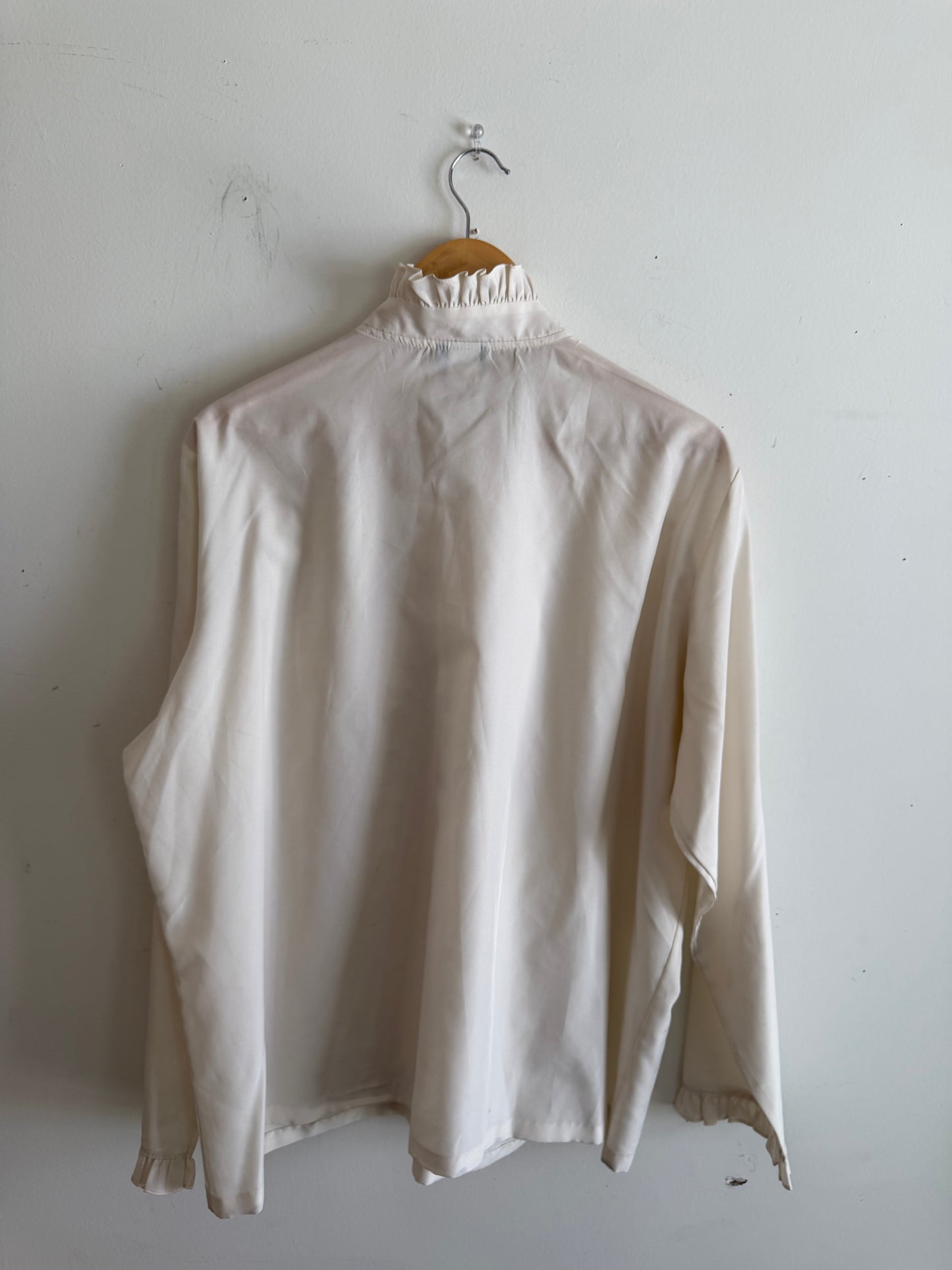 Cream Button Down with Ruffle Collar