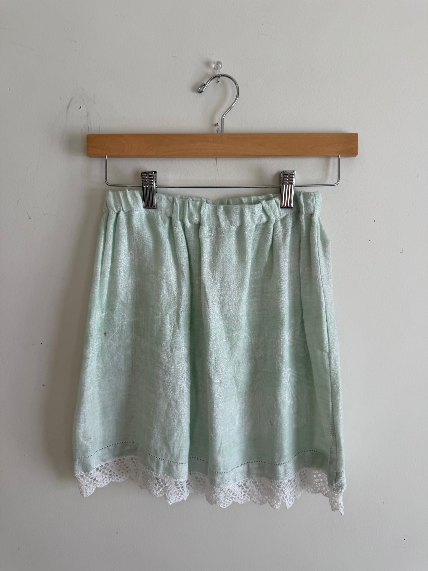 Apron Mini Skirt with Lace Trim