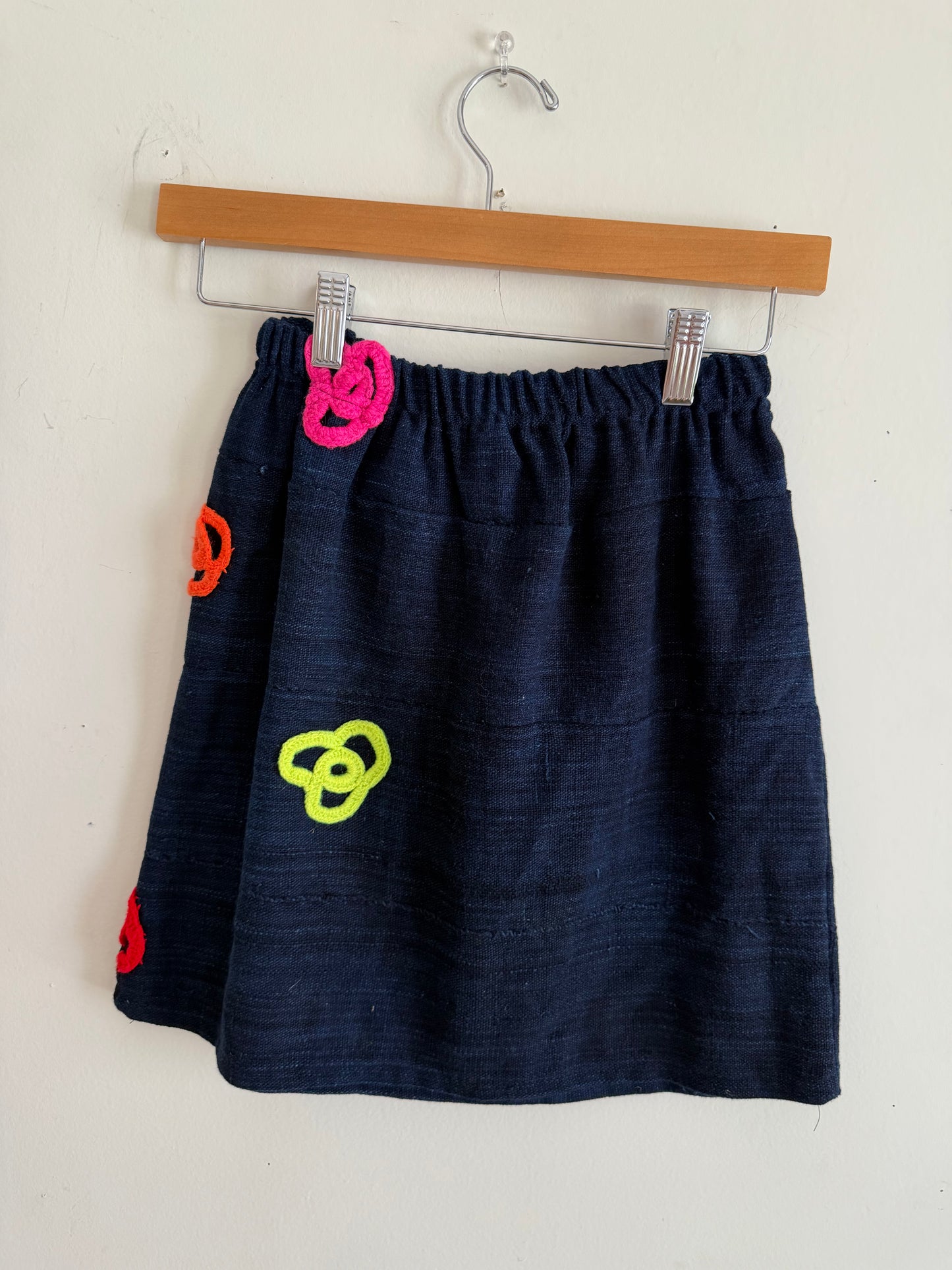 Navy Textile Mini Skirt