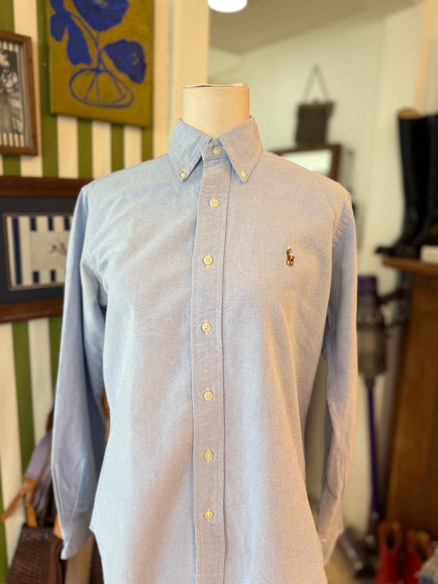 RL blue button down