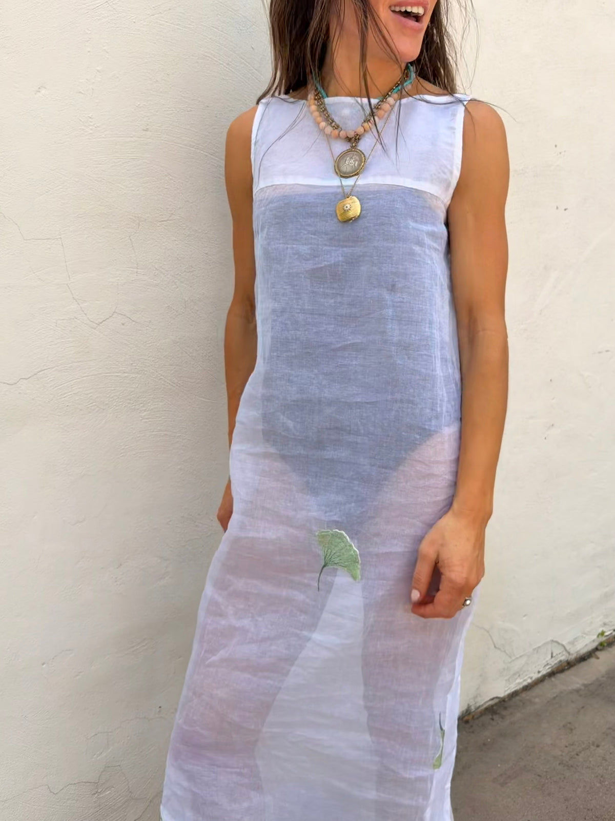 Sheer Maxi Dress With Embroidery