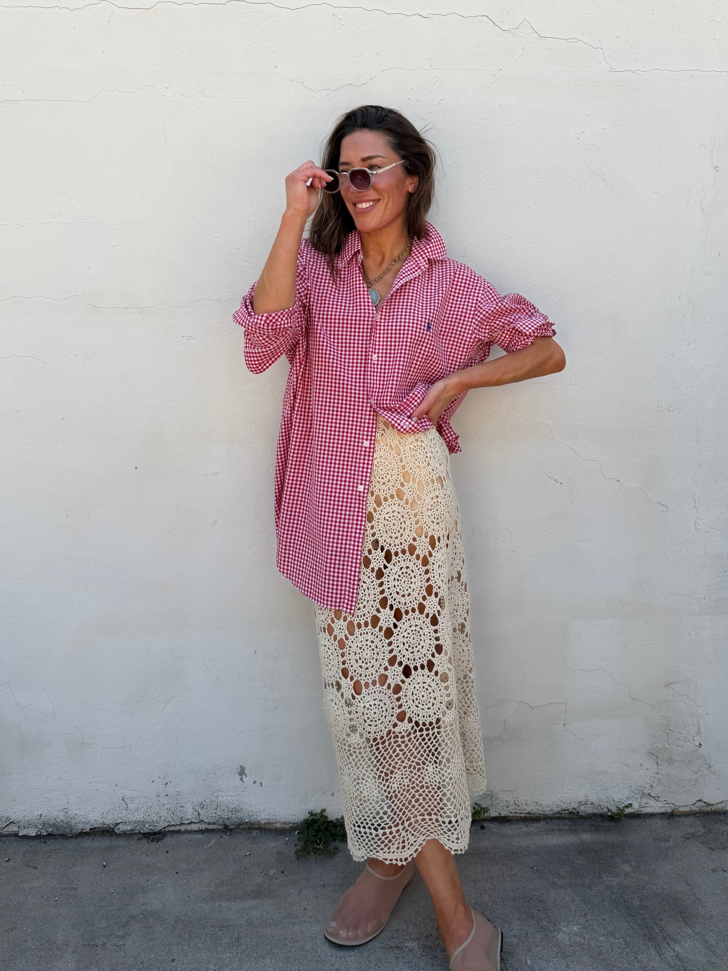 Crochet Column Skirt in Ivory