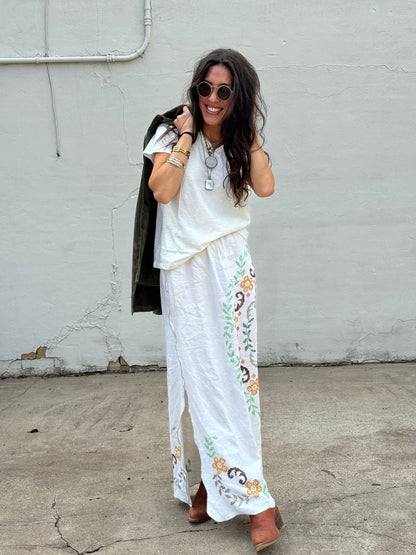 Embroidered Tablecloth Maxi Skirt
