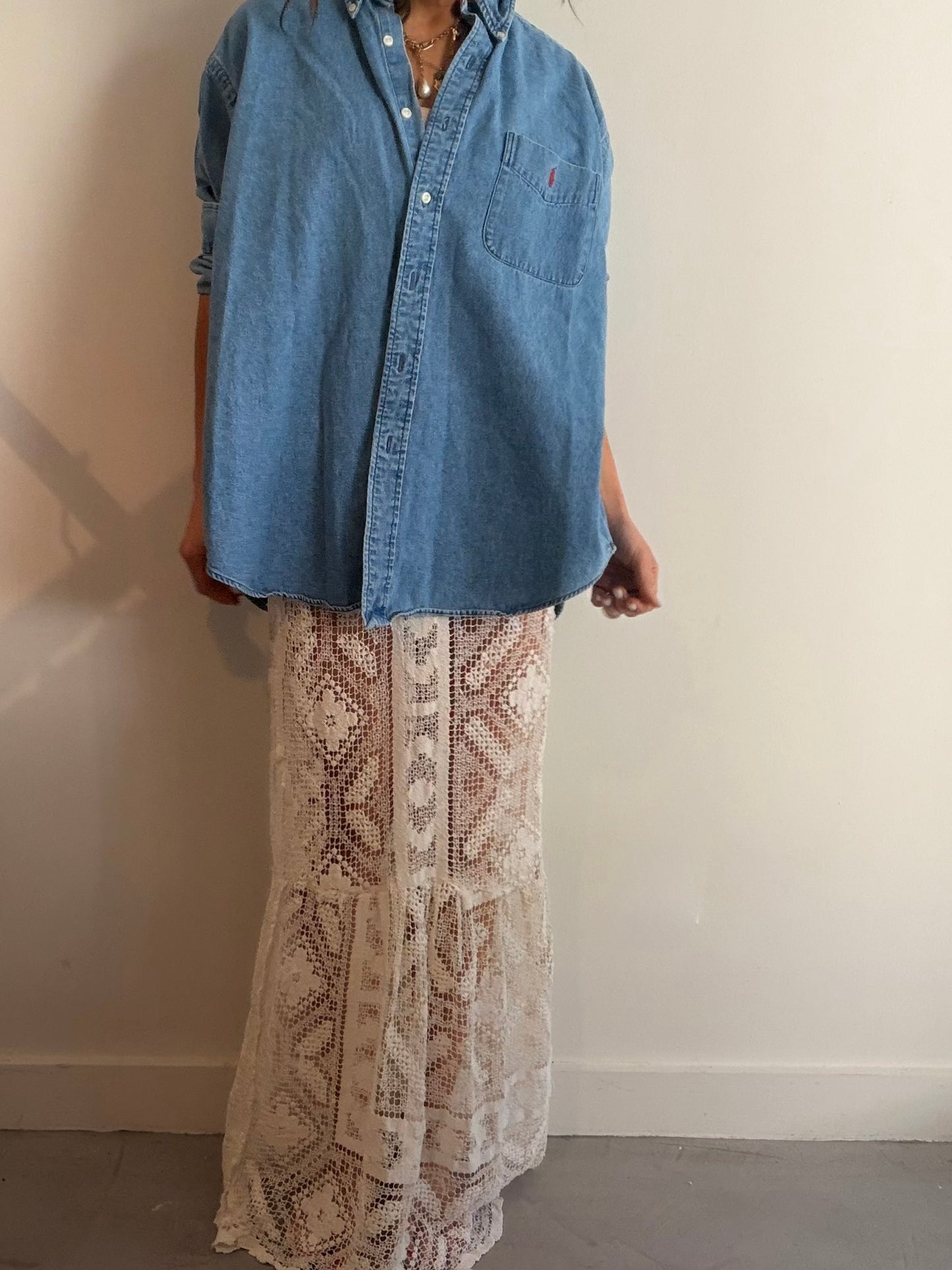 Lace Flounce Hem Skirt