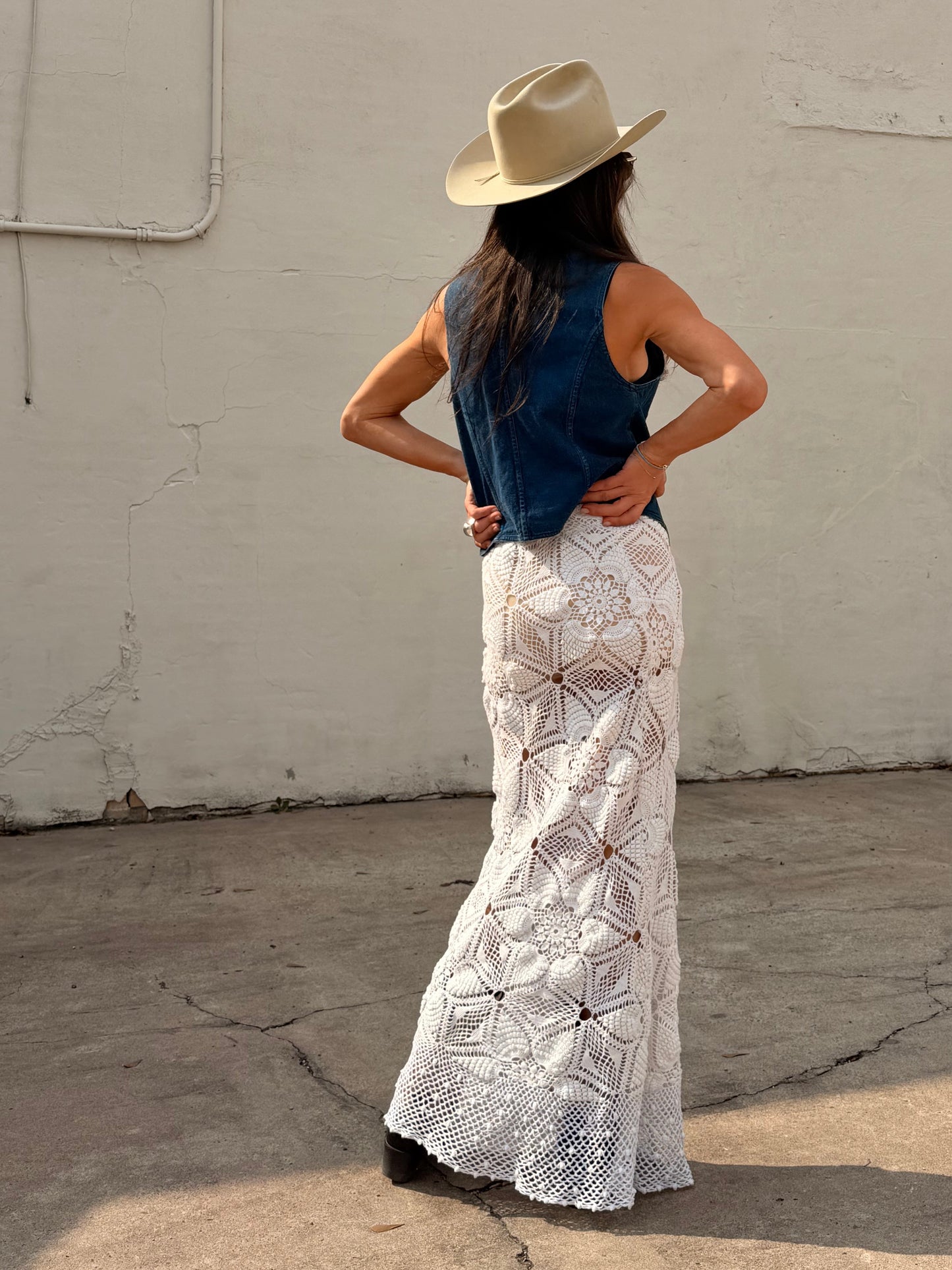 White Crochet Maxi Skirt (2 sizes)