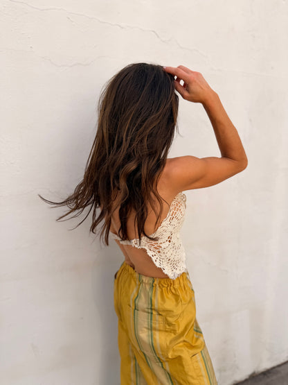 Mixed Crochet Backless Top
