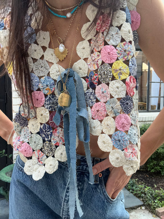 Yo-yo Vest In Blue Cream