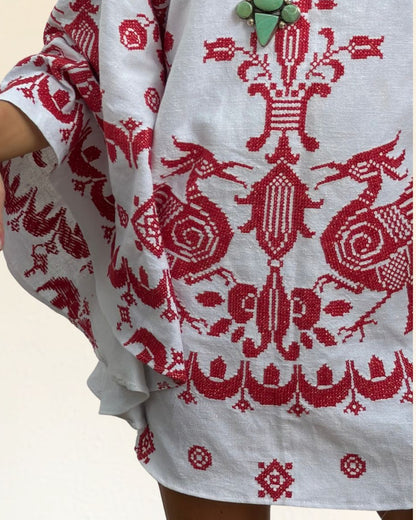 Hungarian Embroidered Cape Dress